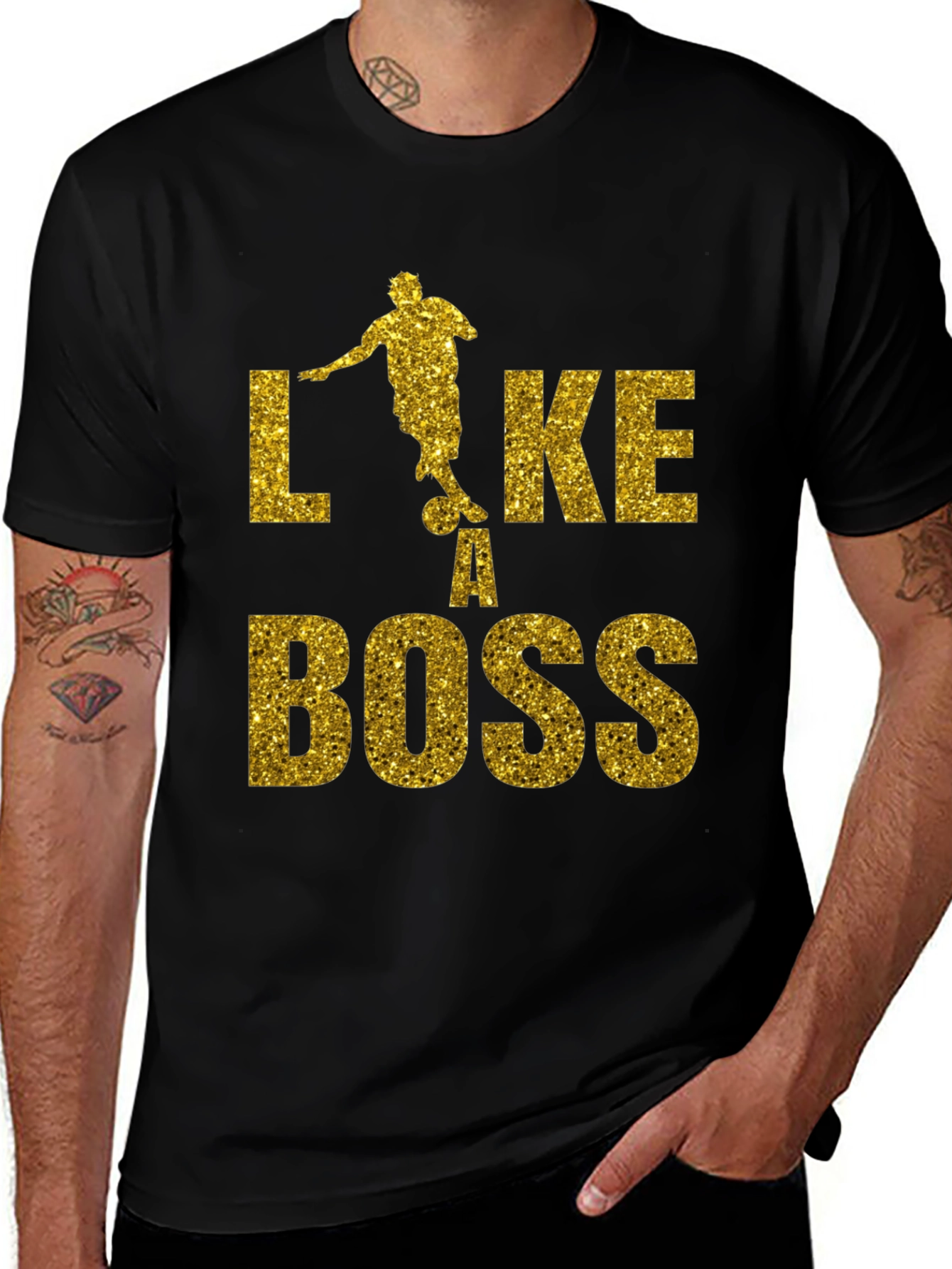Like a Boss Gold Glitter Soccer T-Shirt