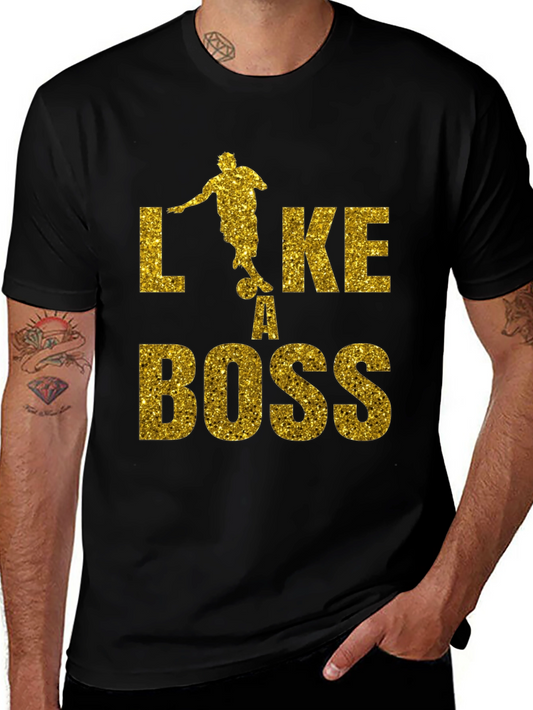 Like a Boss Gold Glitter Soccer T-Shirt