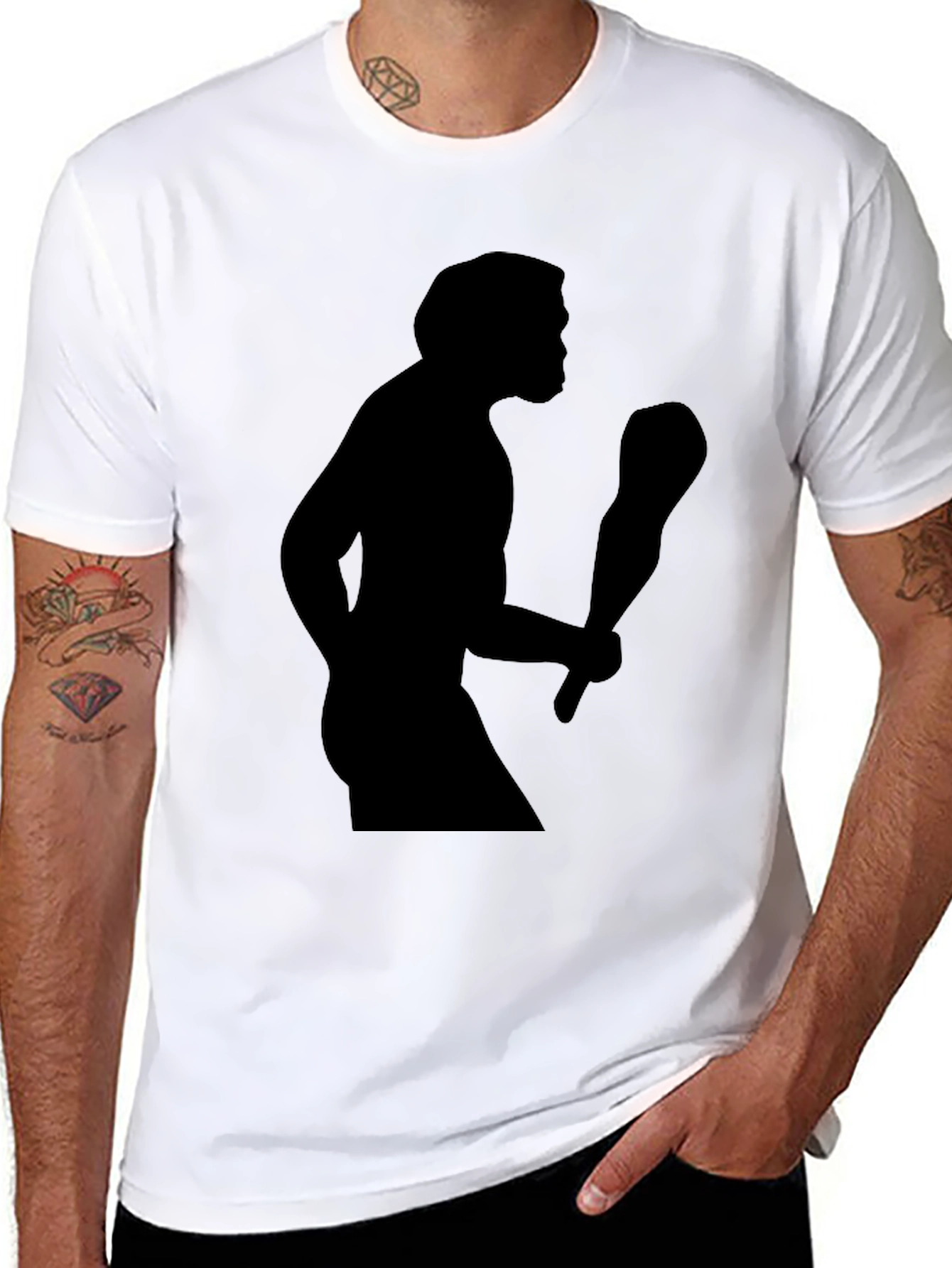 Caveman Silhouette T-Shirt - Black Graphic Tee