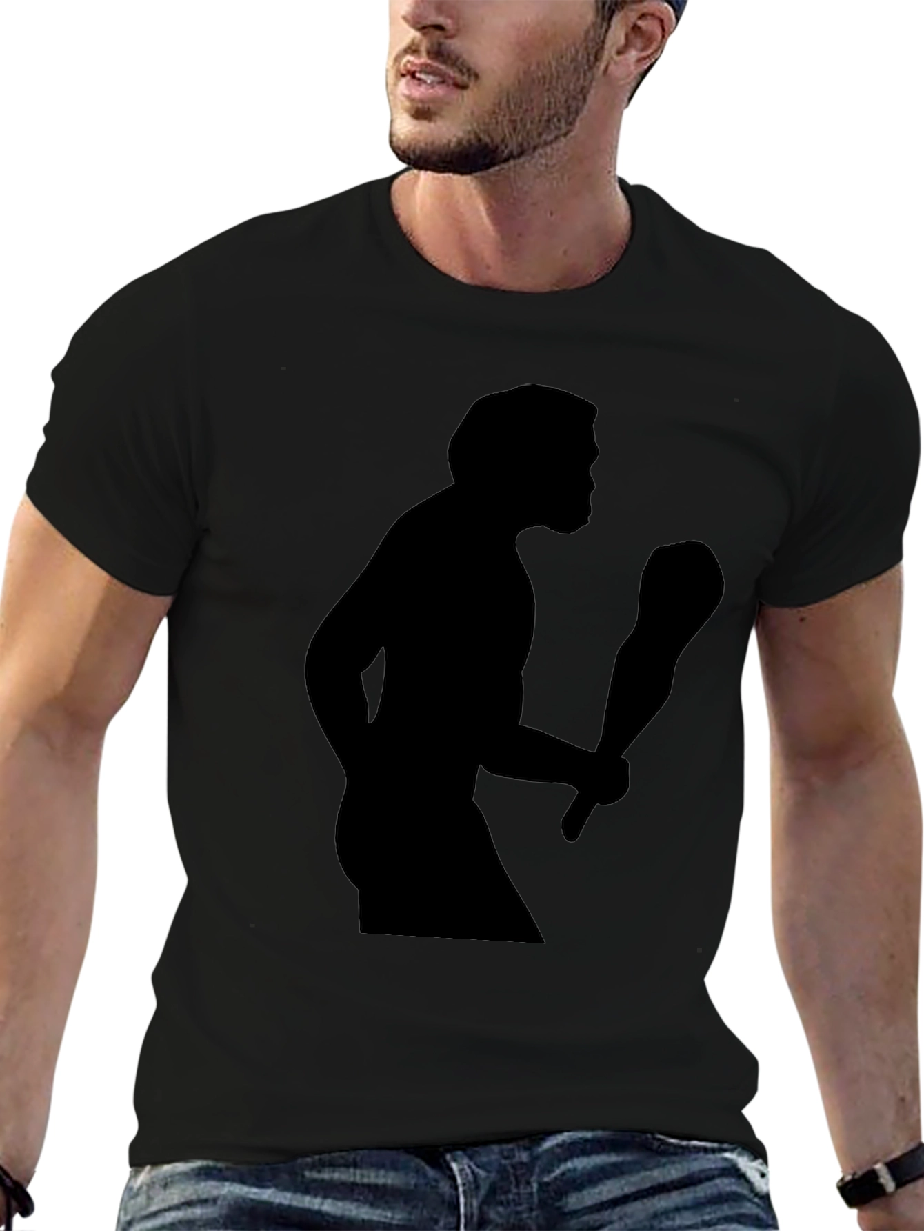 Caveman Silhouette T-Shirt - Black Graphic Tee