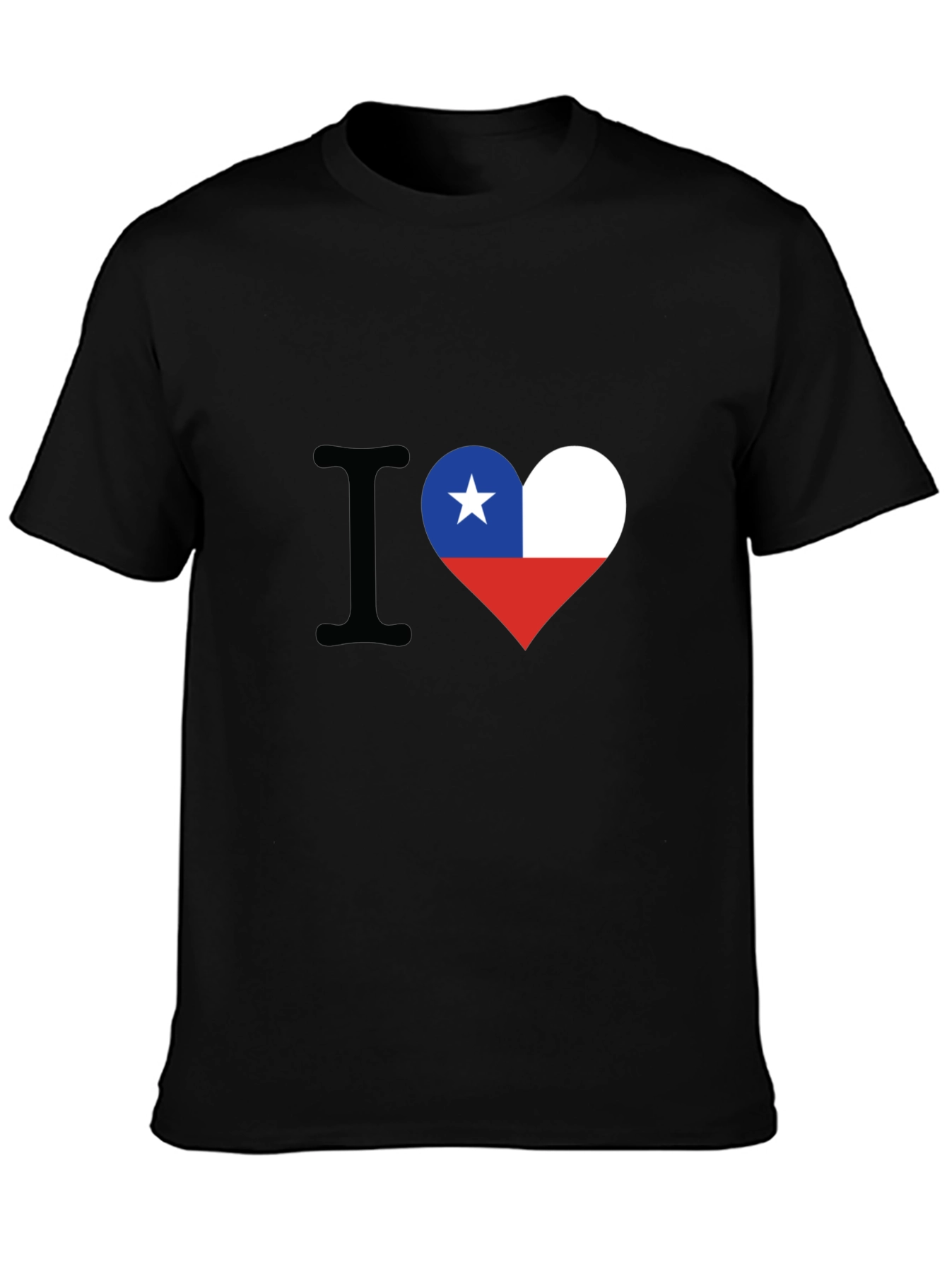 I Love Chile Heart Flag Black T-Shirt