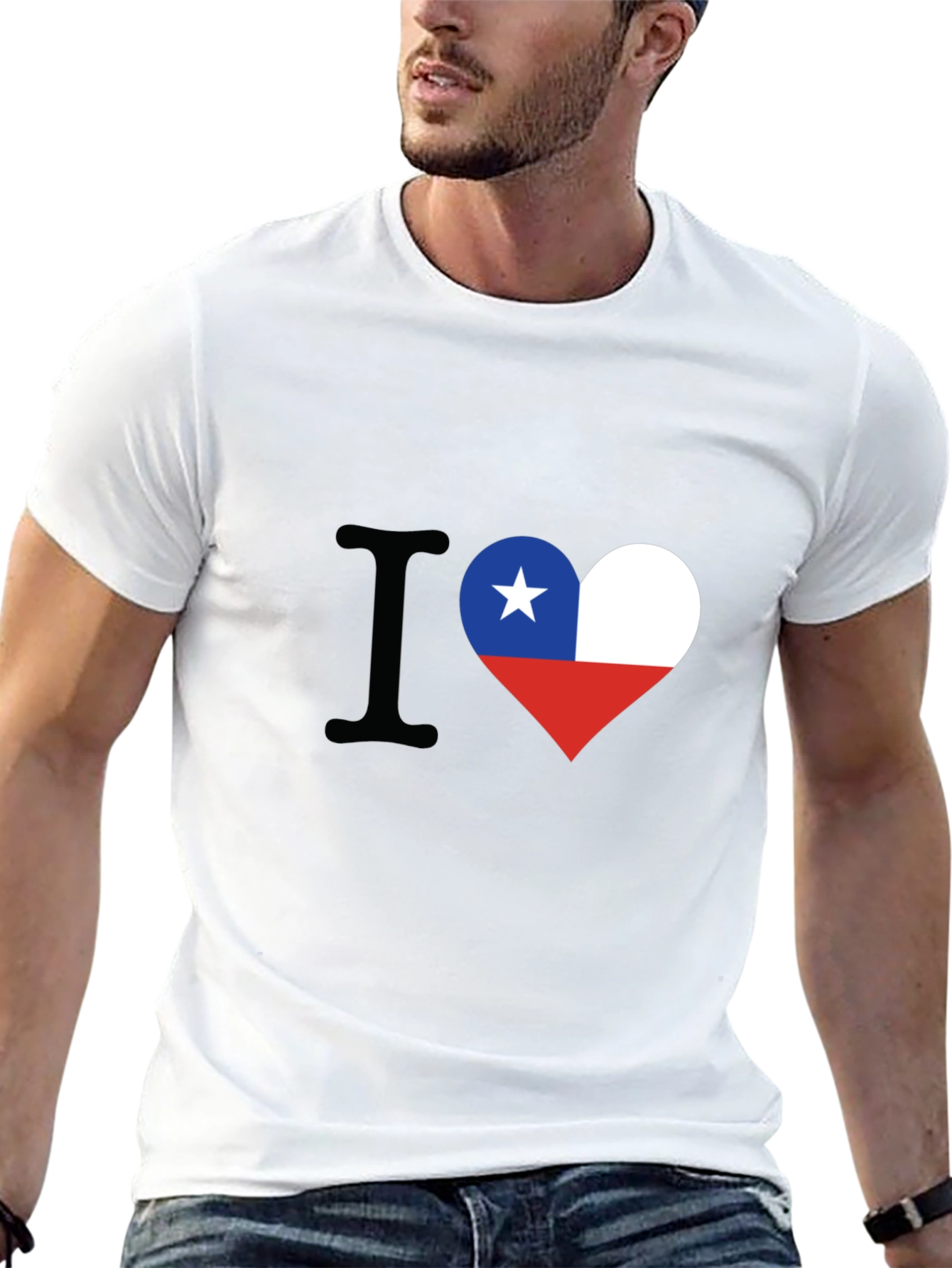 I Love Chile Heart Flag Black T-Shirt