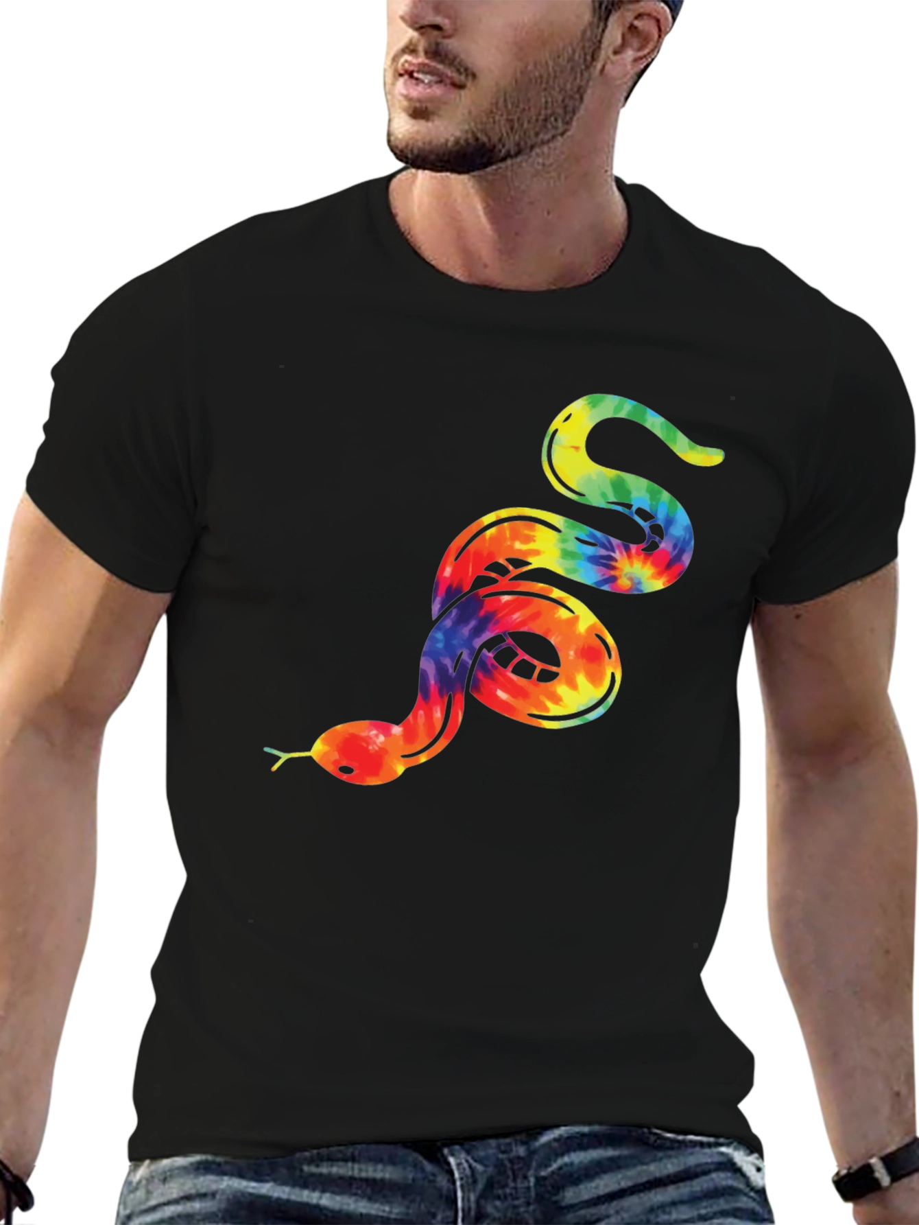 Tie-Dye Snake Graphic Tee - Bold & Unique Design