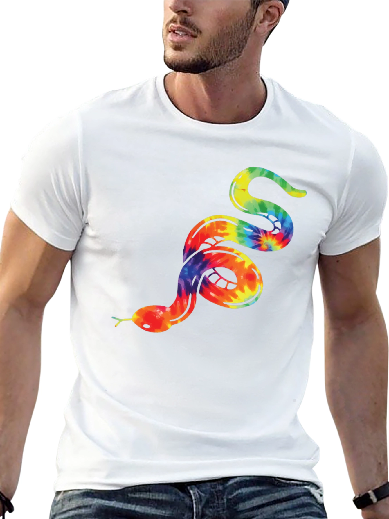 Tie-Dye Snake Graphic Tee - Bold & Unique Design
