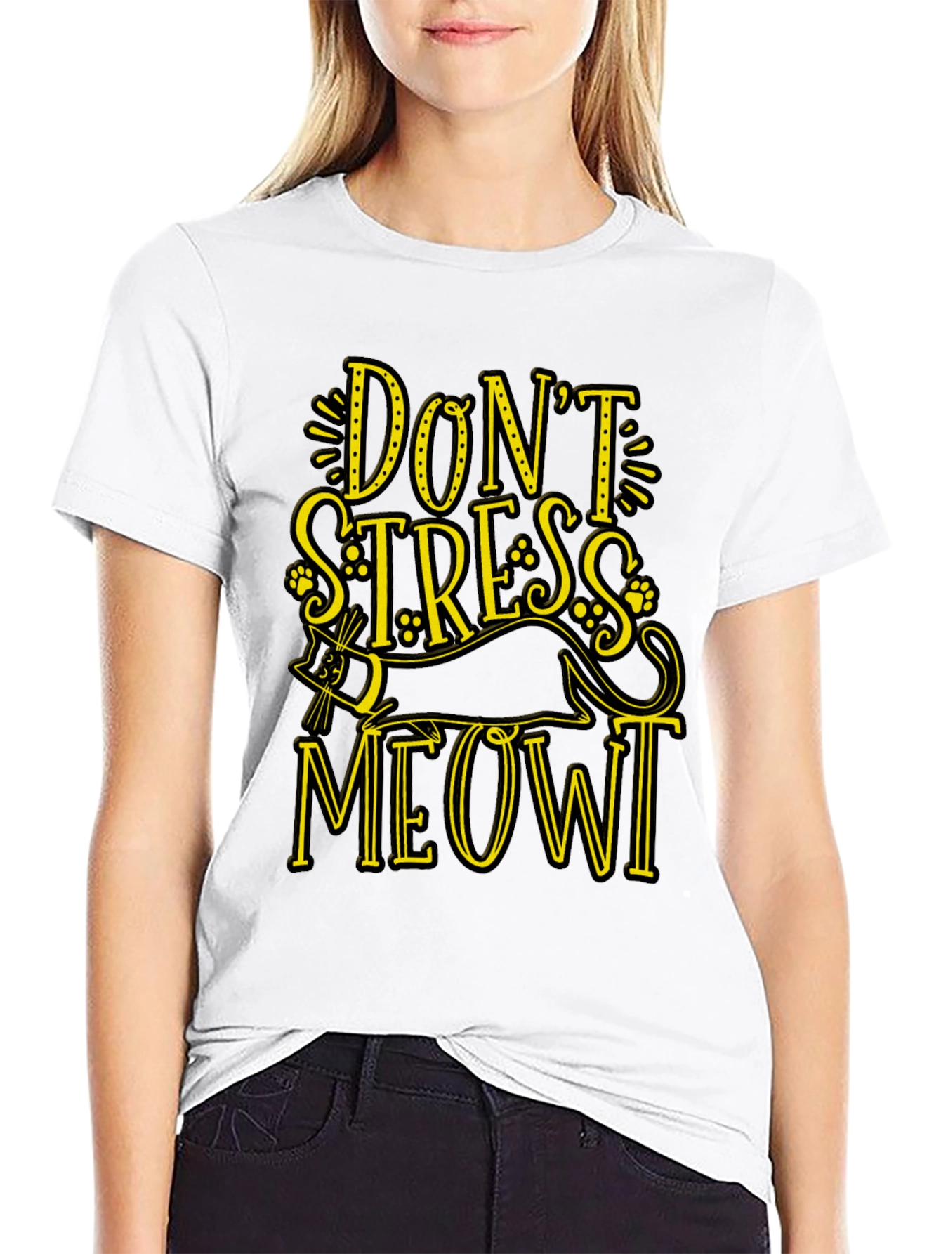 Dont Stress Meowt Black Graphic Tee