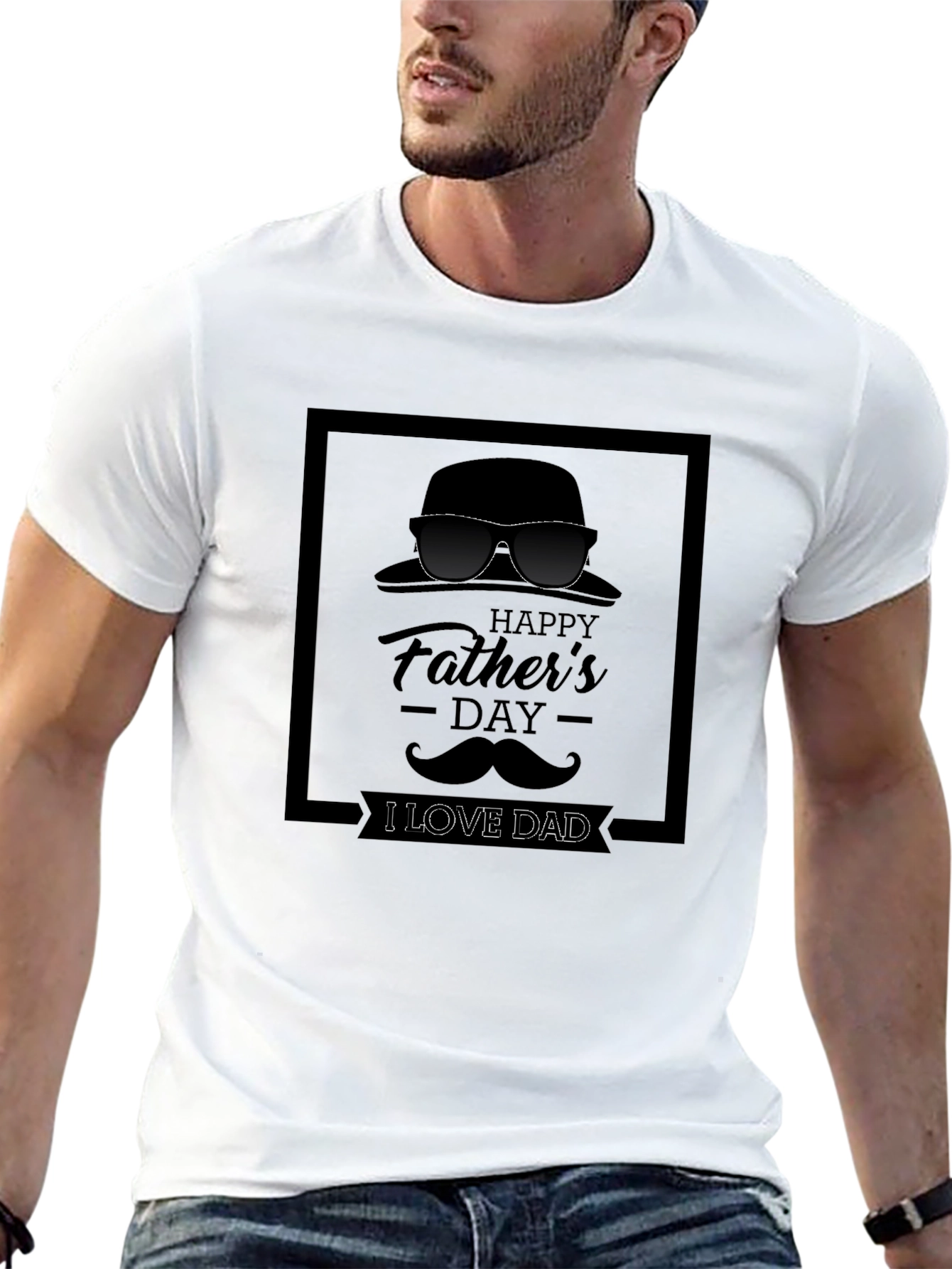 I Love Dad Fathers Day Graphic Tee - Black