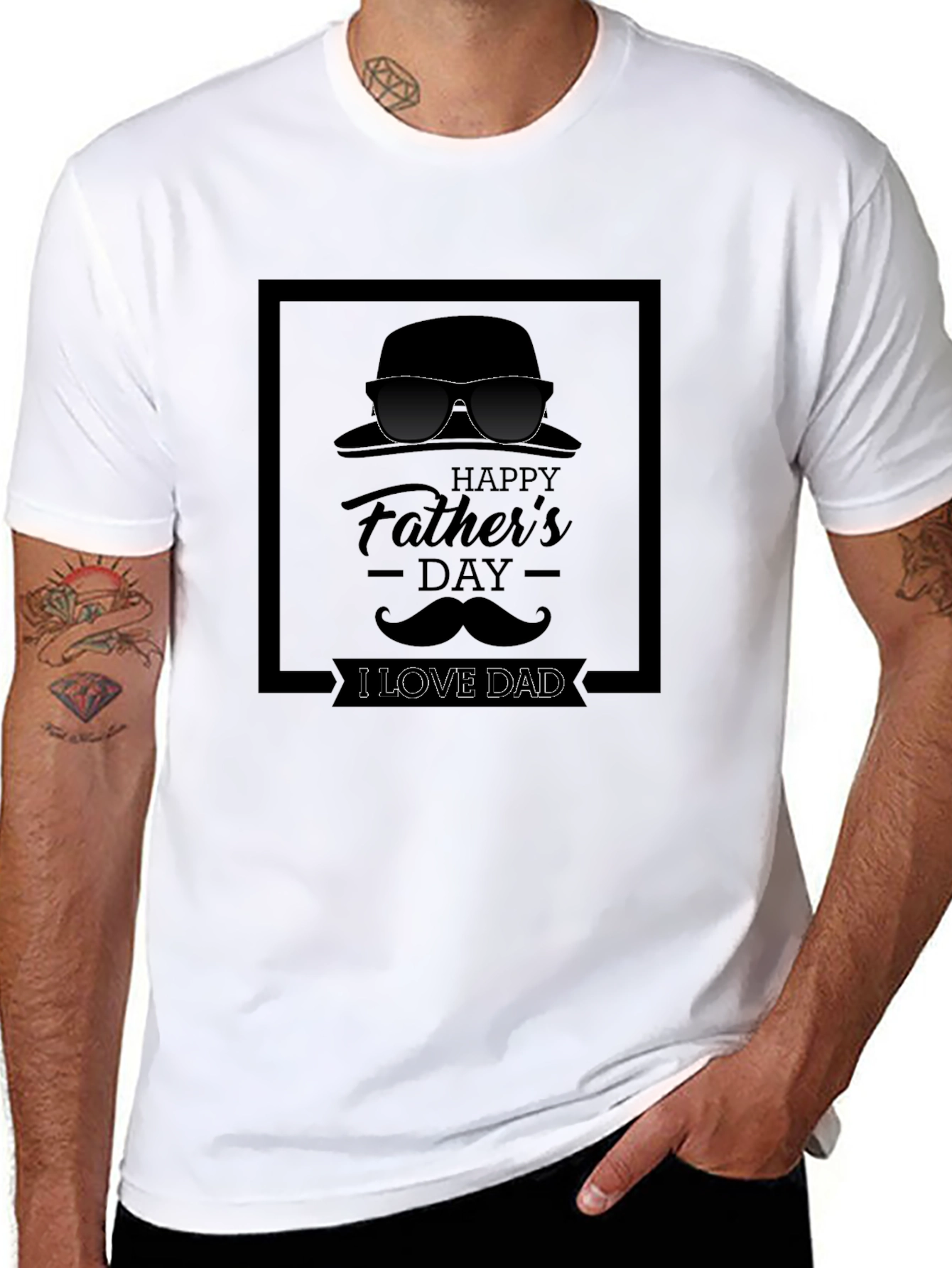 I Love Dad Fathers Day Graphic Tee - Black
