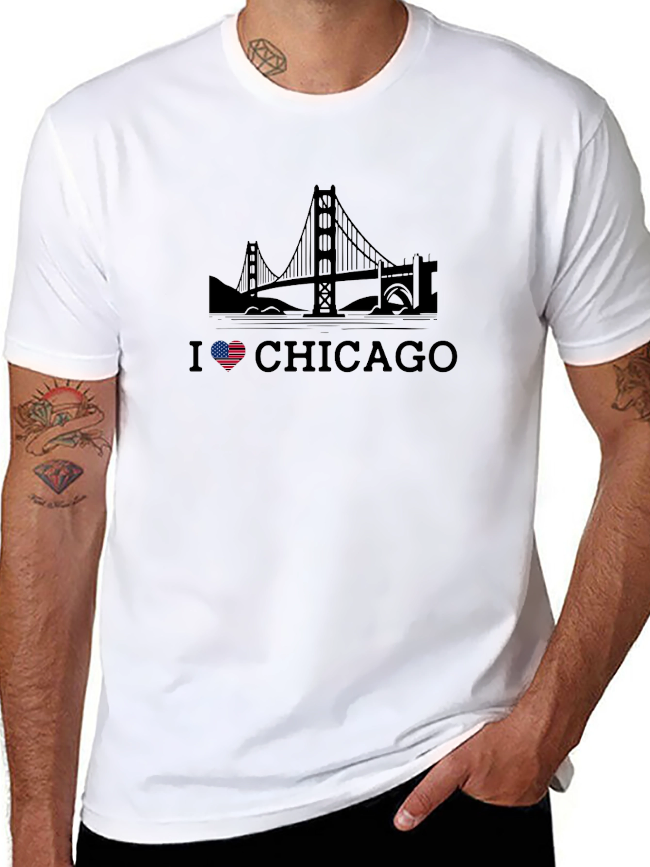 I Love Chicago Graphic Tee - Mens Black T-Shirt