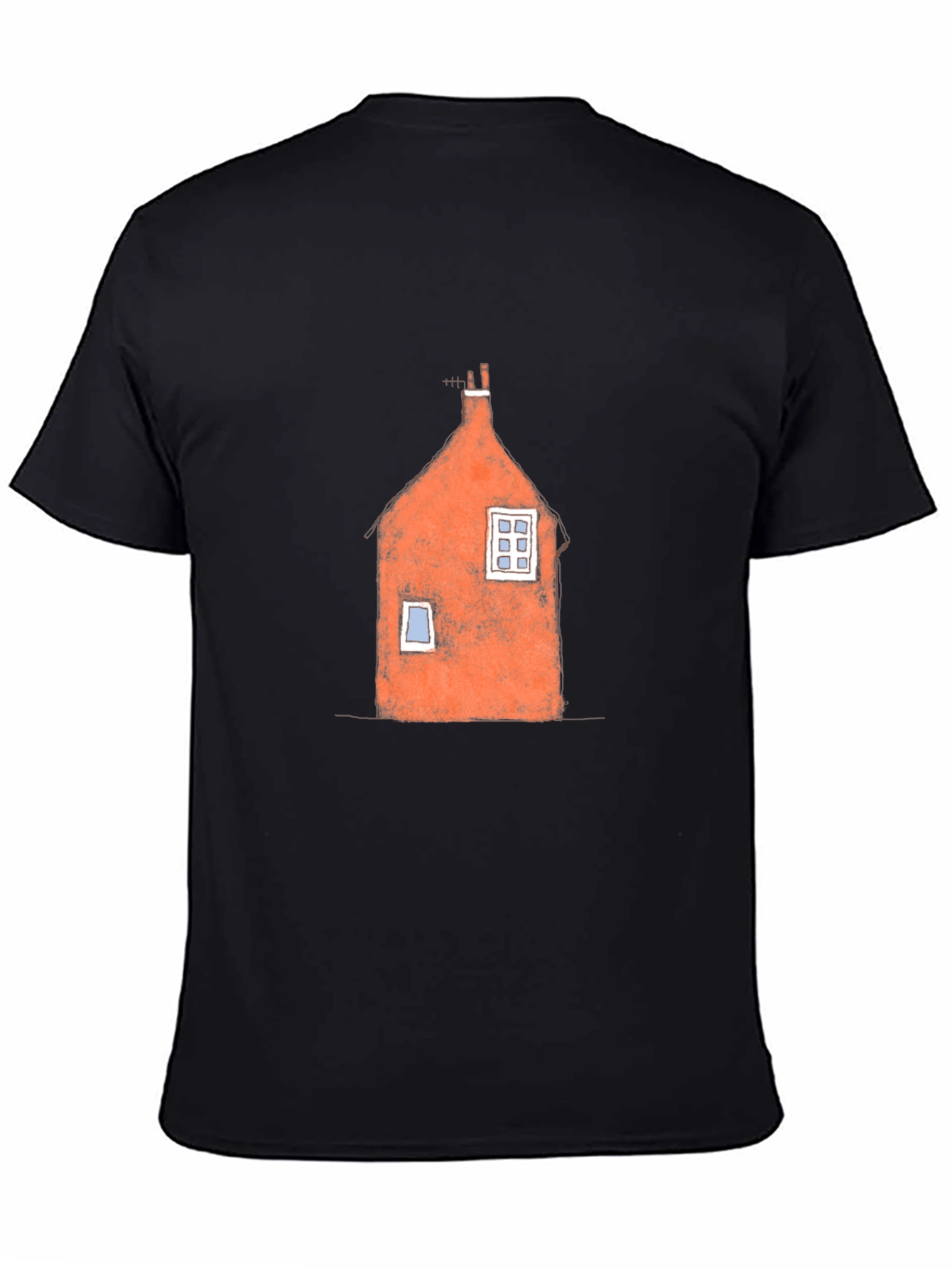 Orange House Graphic Black T-Shirt