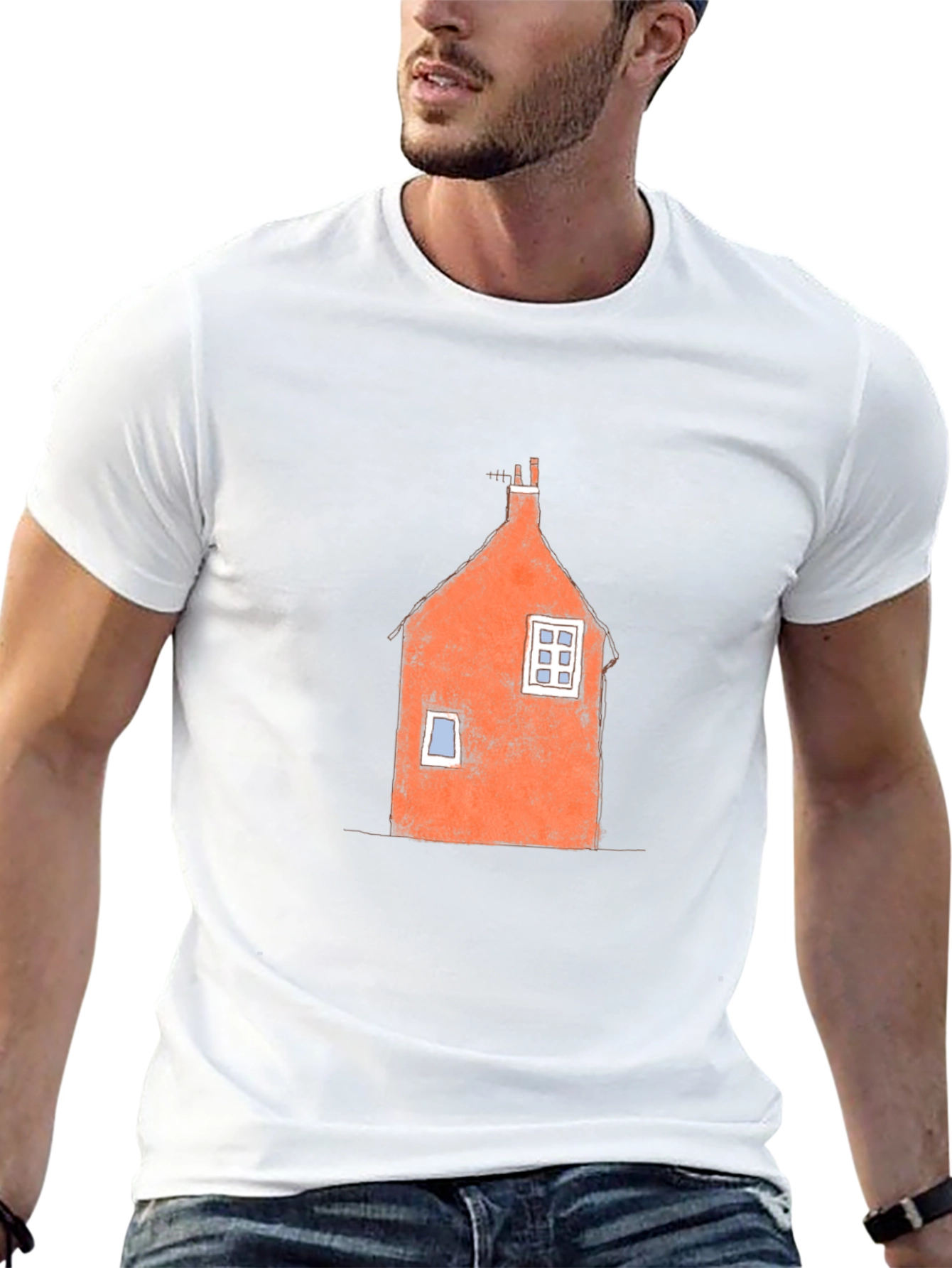 Orange House Graphic Black T-Shirt