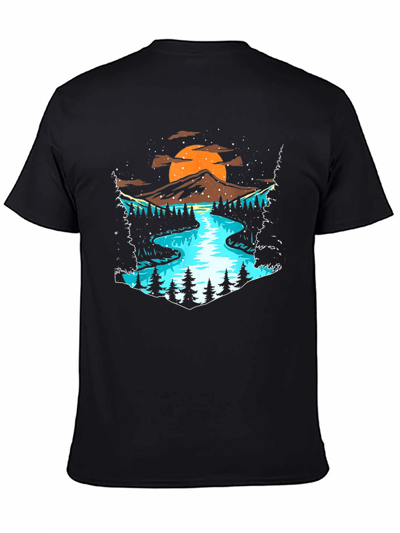 Nature Graphic Tee - Mountain River Scene