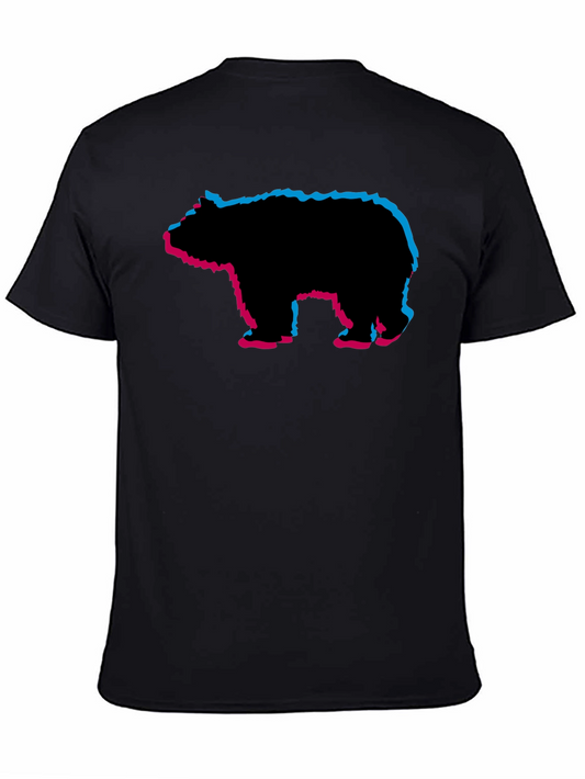 Bear Silhouette Black Tee - 3D Outline Design