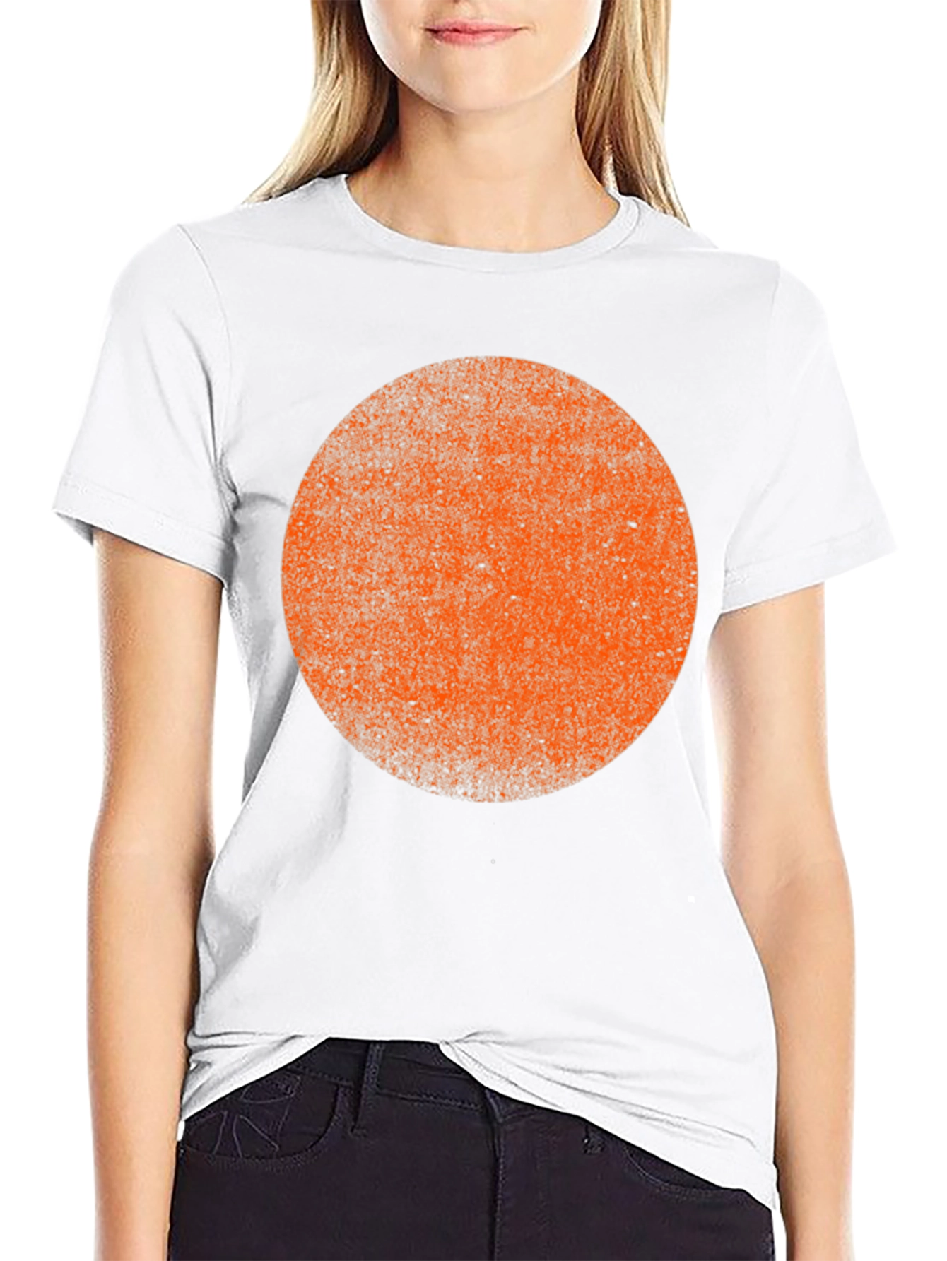 Distressed Orange Circle Graphic Black T-Shirt