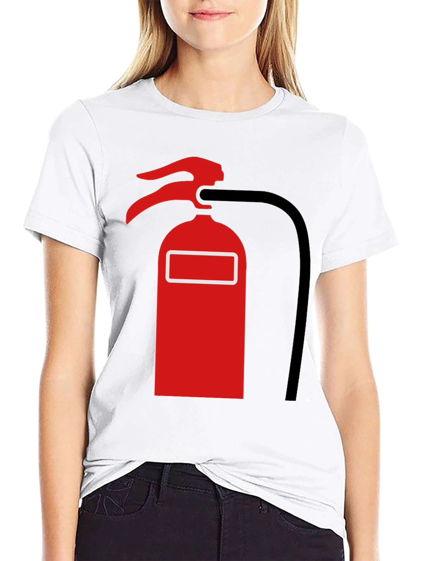 Fire Extinguisher Graphic Tee - Black Cotton T-Shirt