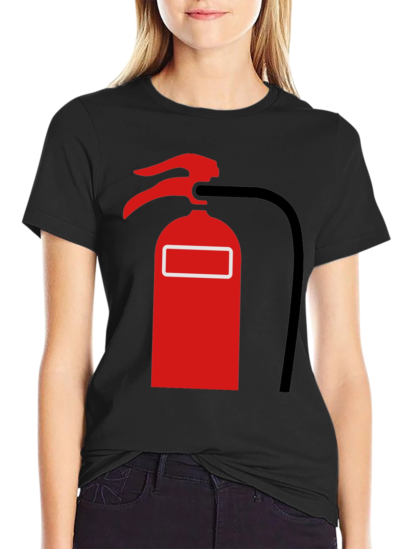 Fire Extinguisher Graphic Tee - Black Cotton T-Shirt
