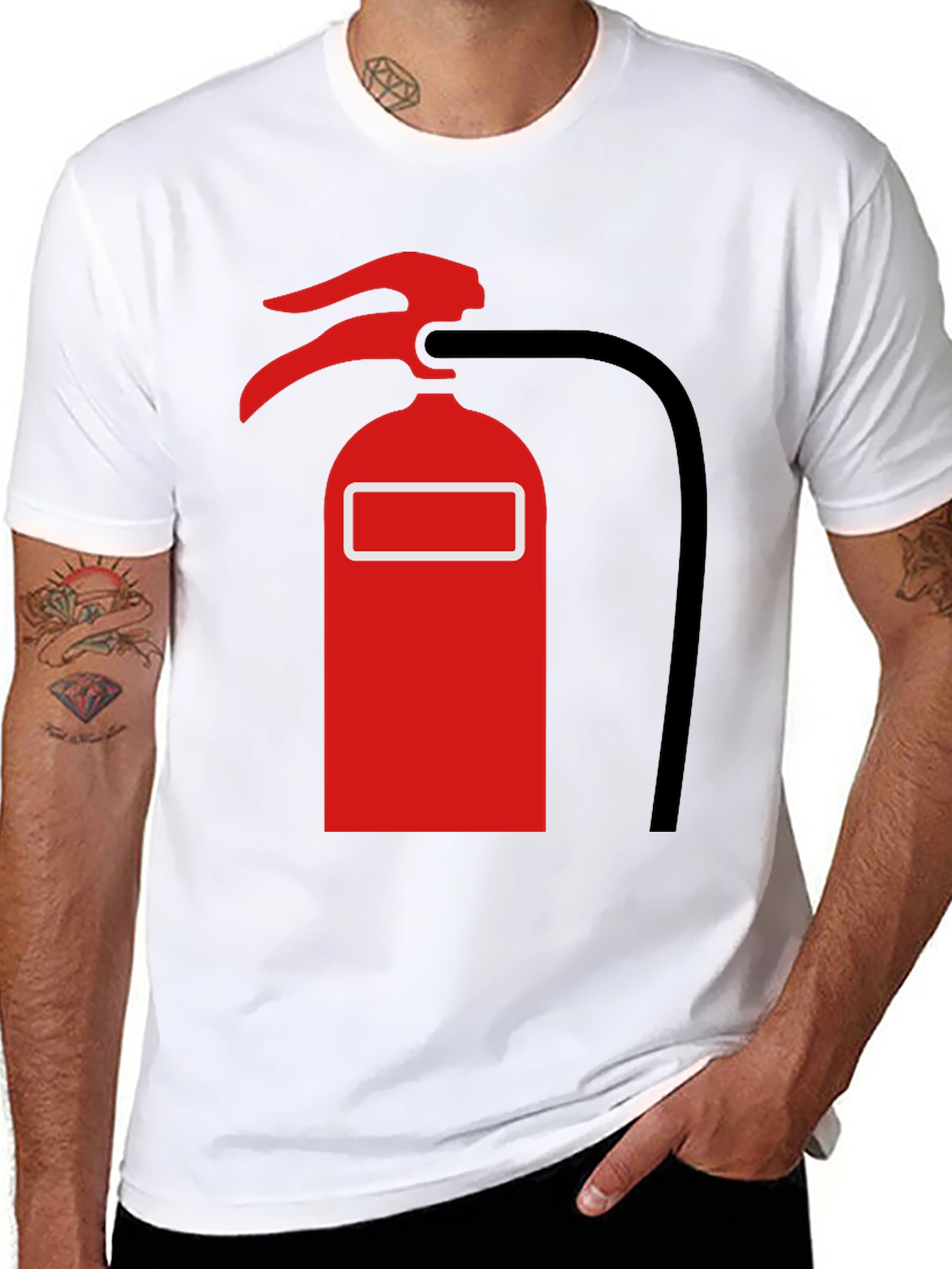 Fire Extinguisher Graphic Tee - Black Cotton T-Shirt
