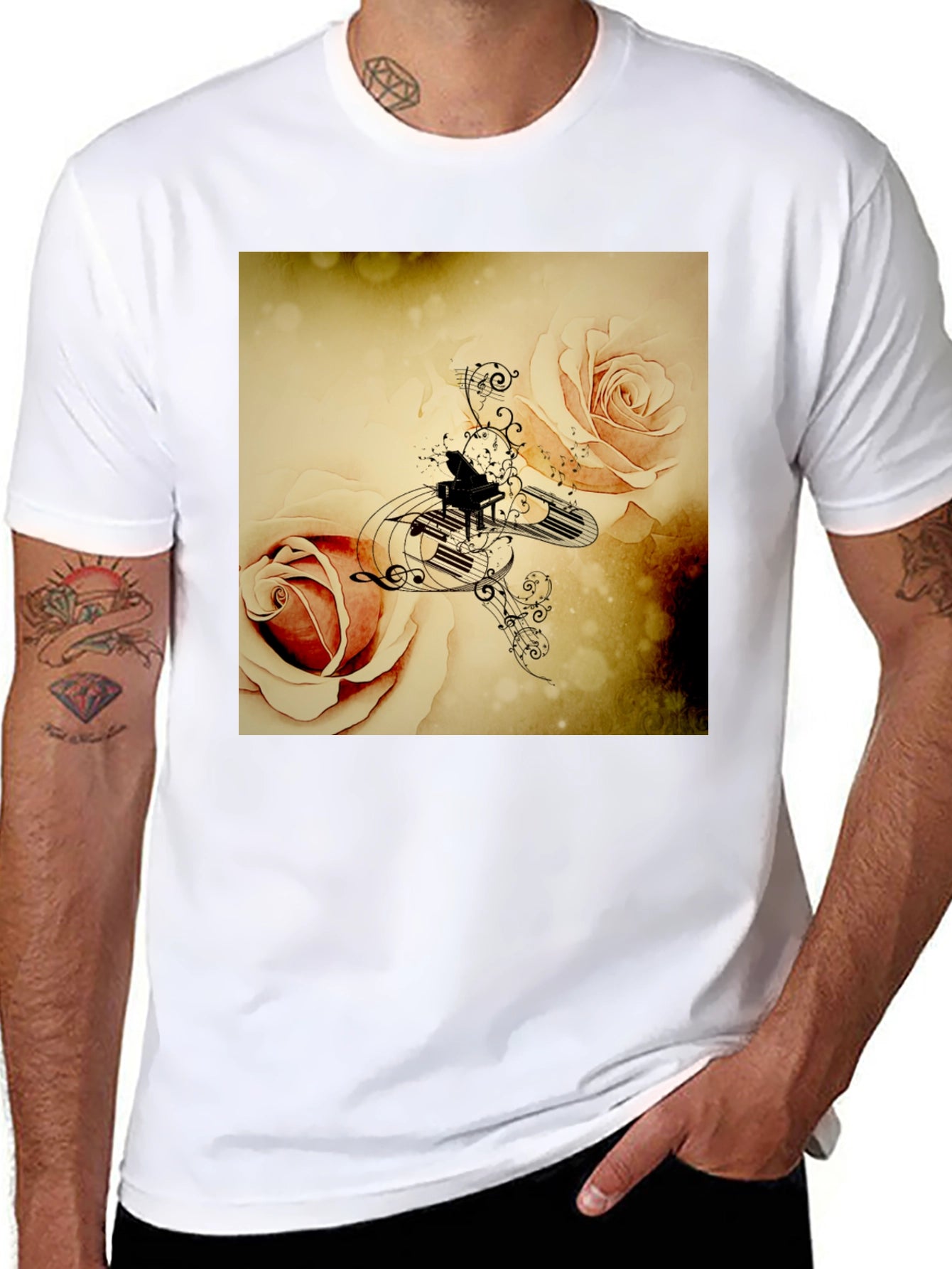 Musical Roses Black T-Shirt