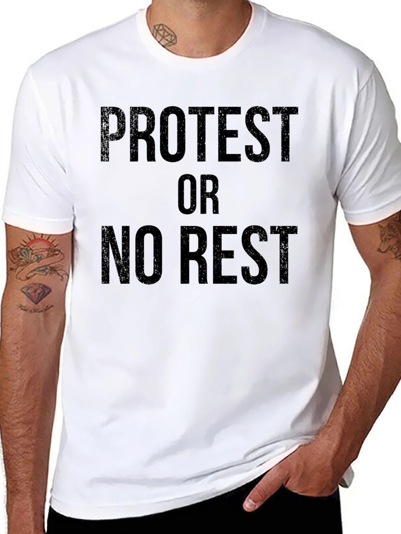 Protest or No Rest Black Graphic T-Shirt