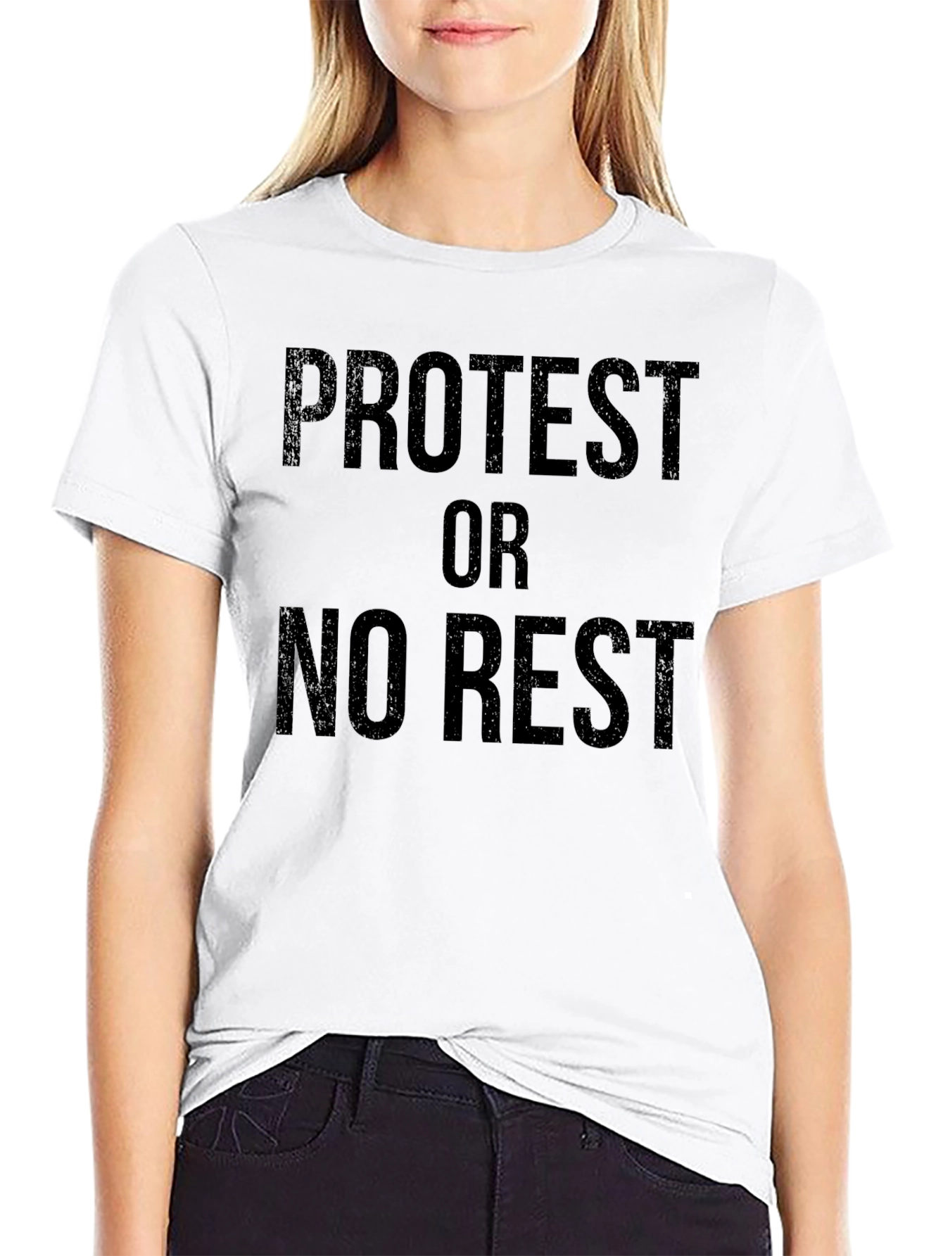 Protest or No Rest Black Graphic T-Shirt