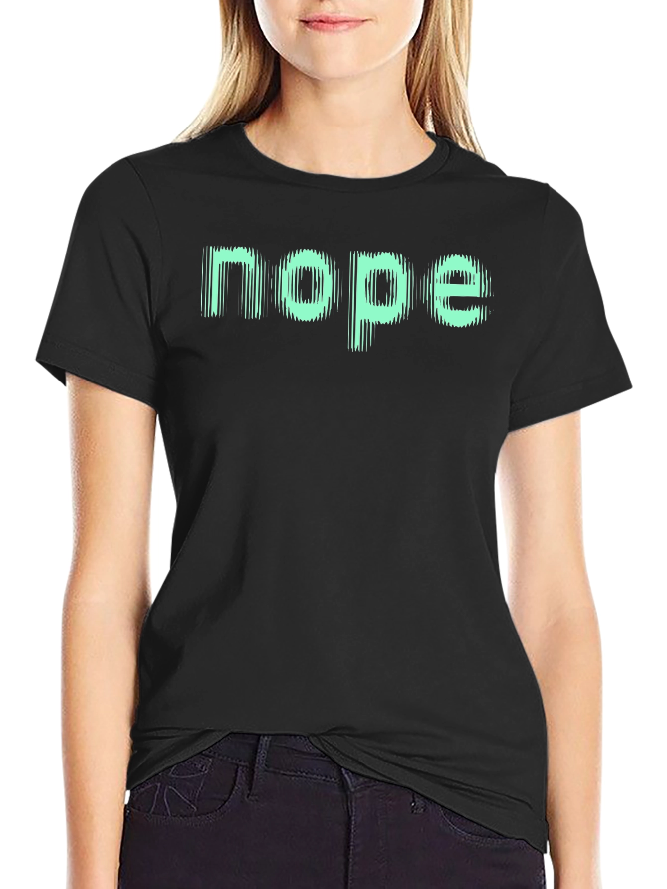 Nope Graphic Tee - Casual Black T-Shirt