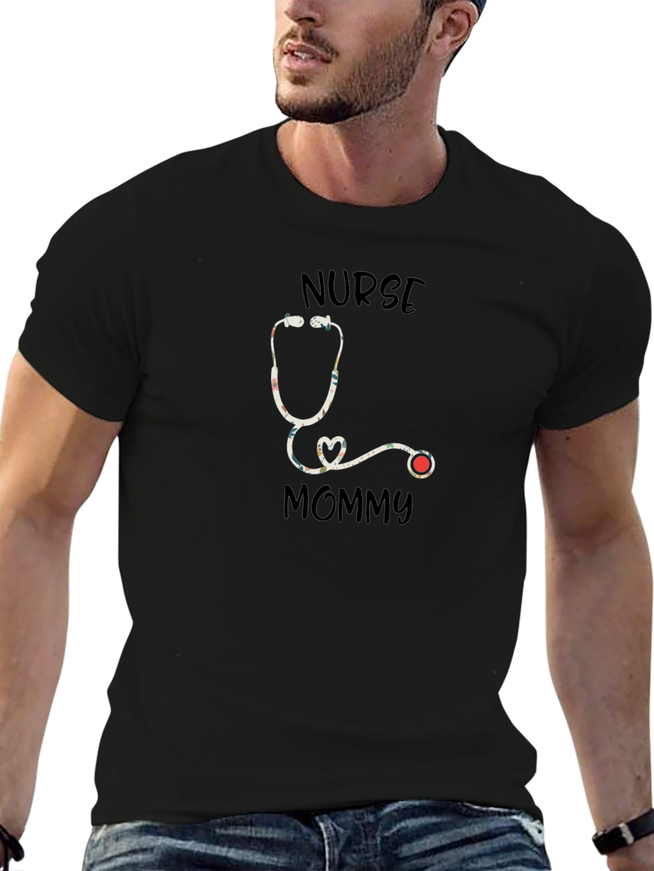 Nurse Mommy Stethoscope Graphic T-Shirt