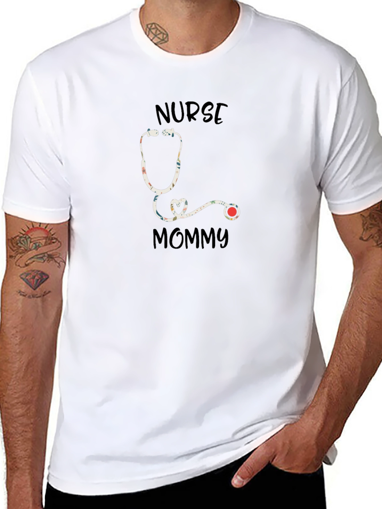 Nurse Mommy Stethoscope Graphic T-Shirt