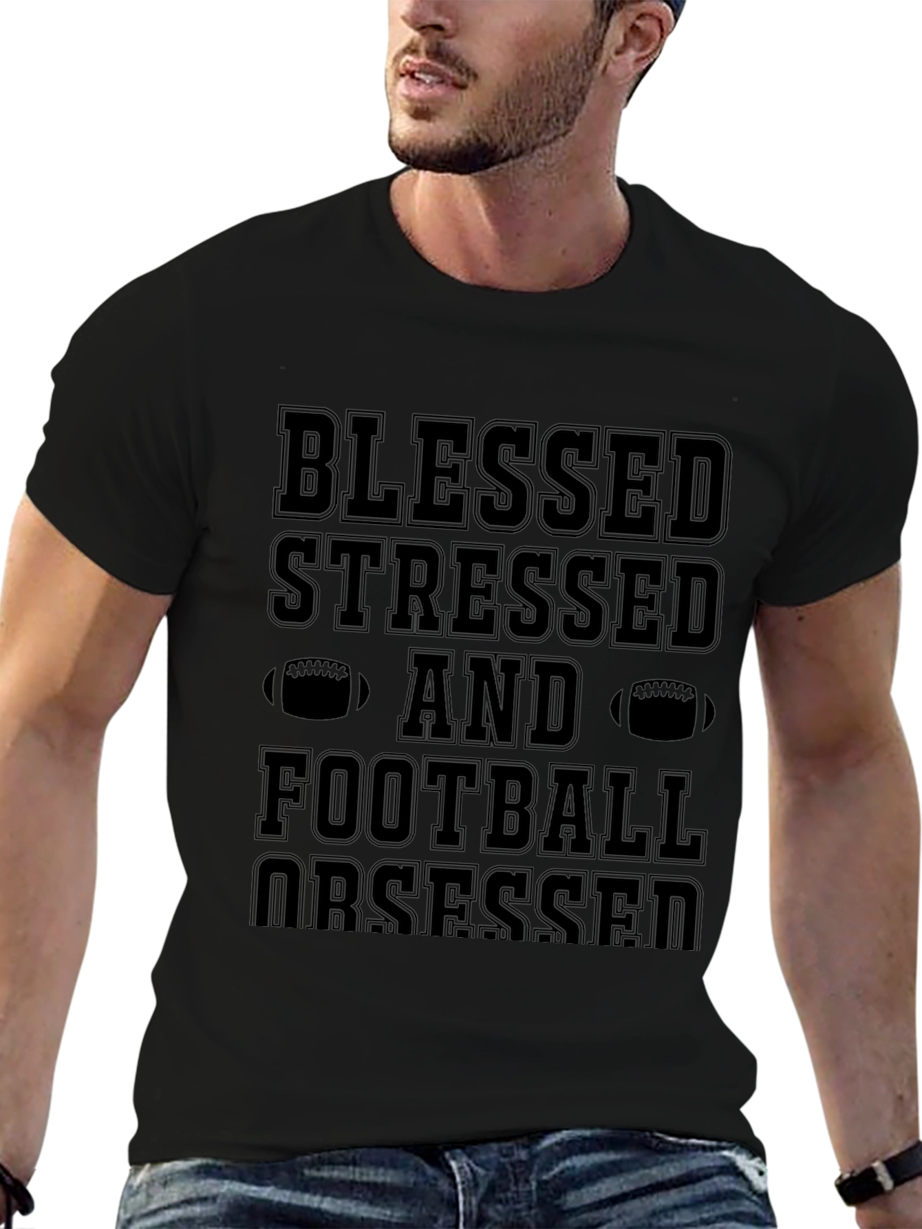 Blessed Stressed Football Obsessed Graphic Tee