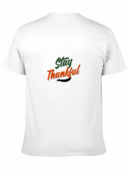 Stay Thankful Black Graphic T-Shirt