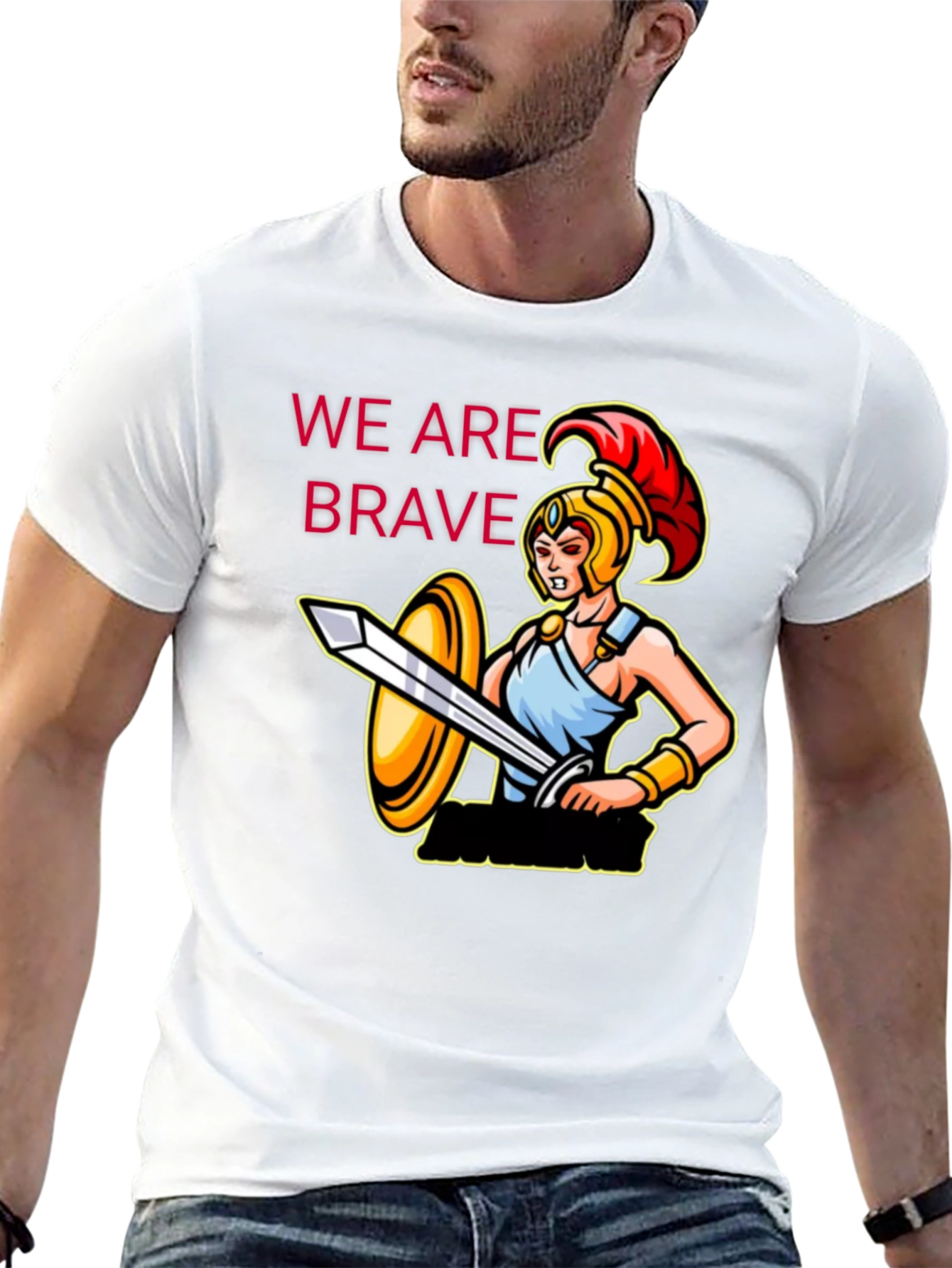 Brave Warrior Graphic Tee - Black Cotton T-Shirt