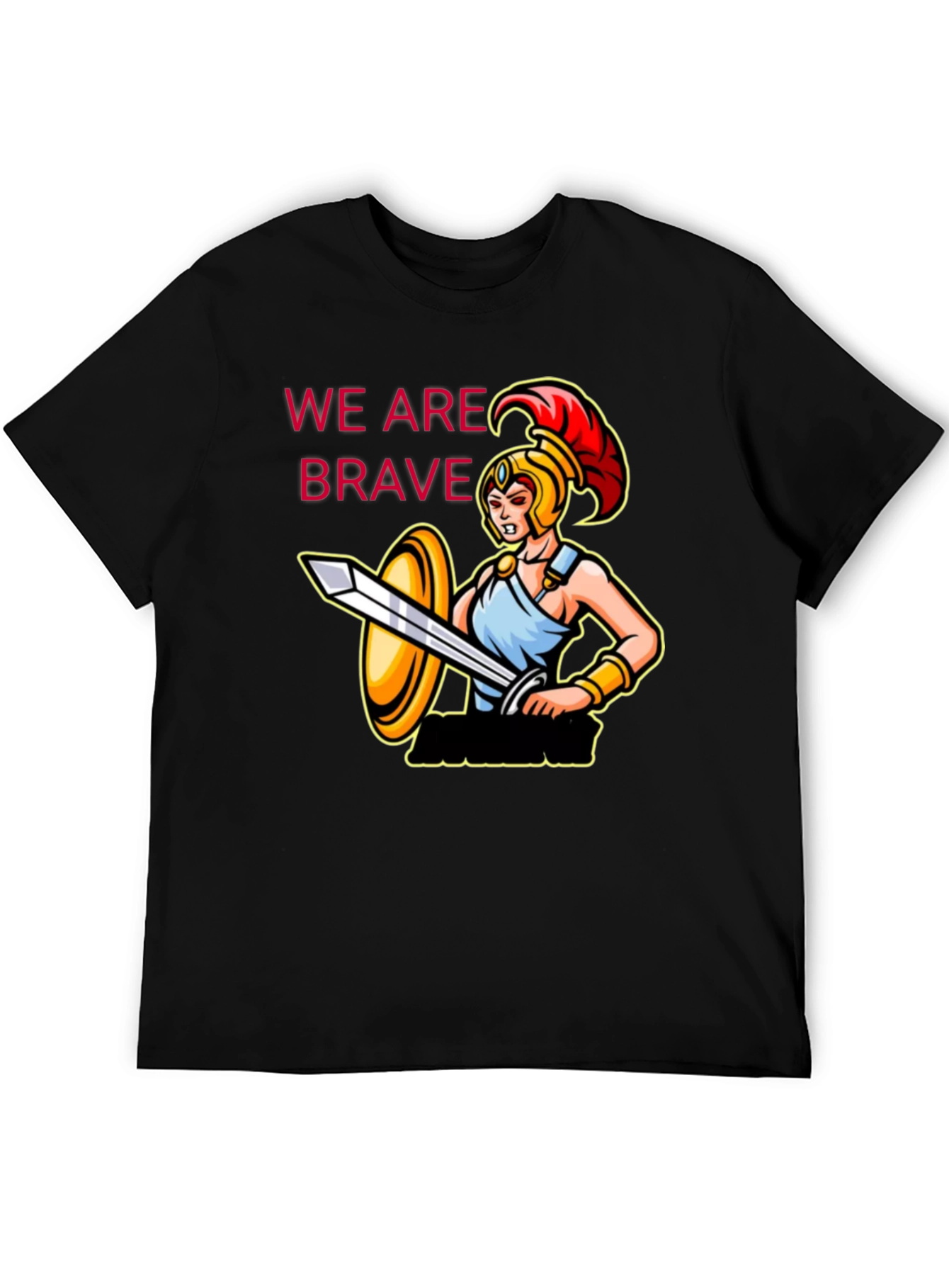 Brave Warrior Graphic Tee - Black Cotton T-Shirt