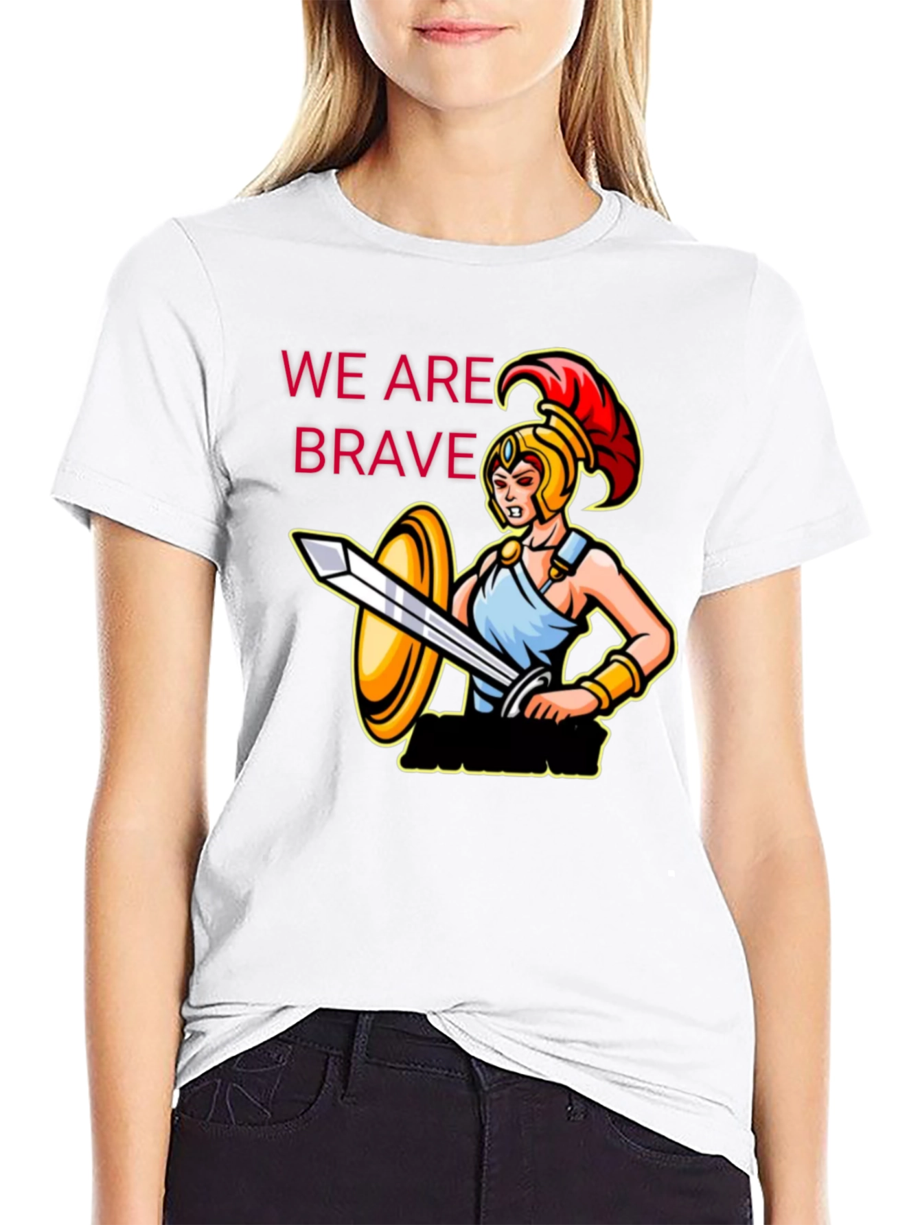 Brave Warrior Graphic Tee - Black Cotton T-Shirt
