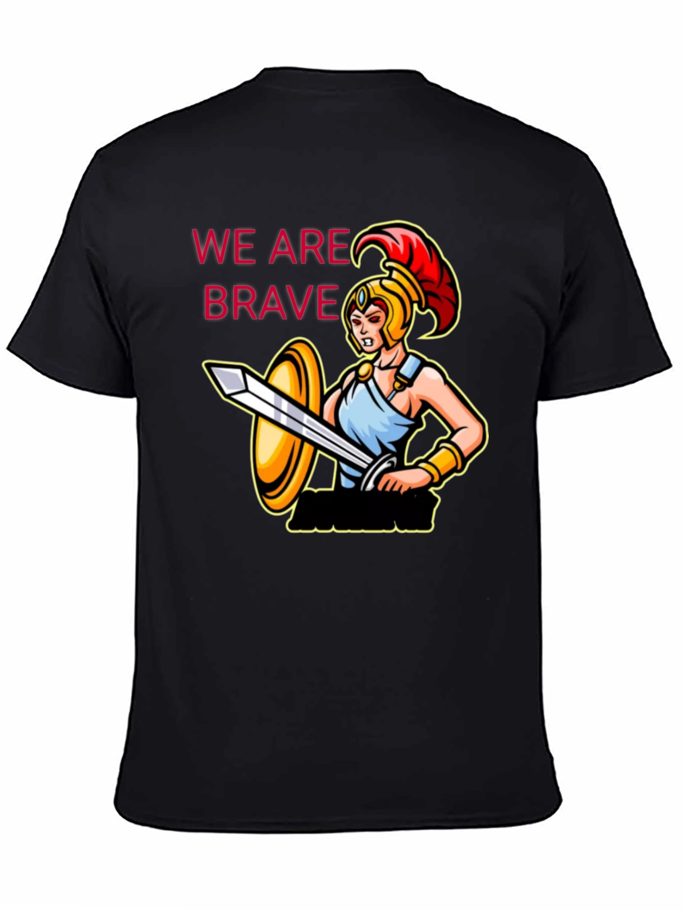 Brave Warrior Graphic Tee - Black Cotton T-Shirt