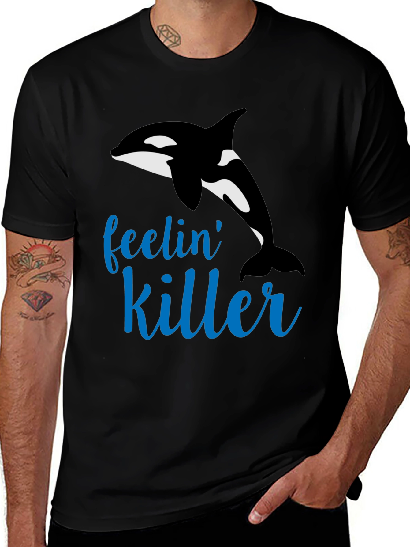 Feelin Killer Whale Black T-Shirt