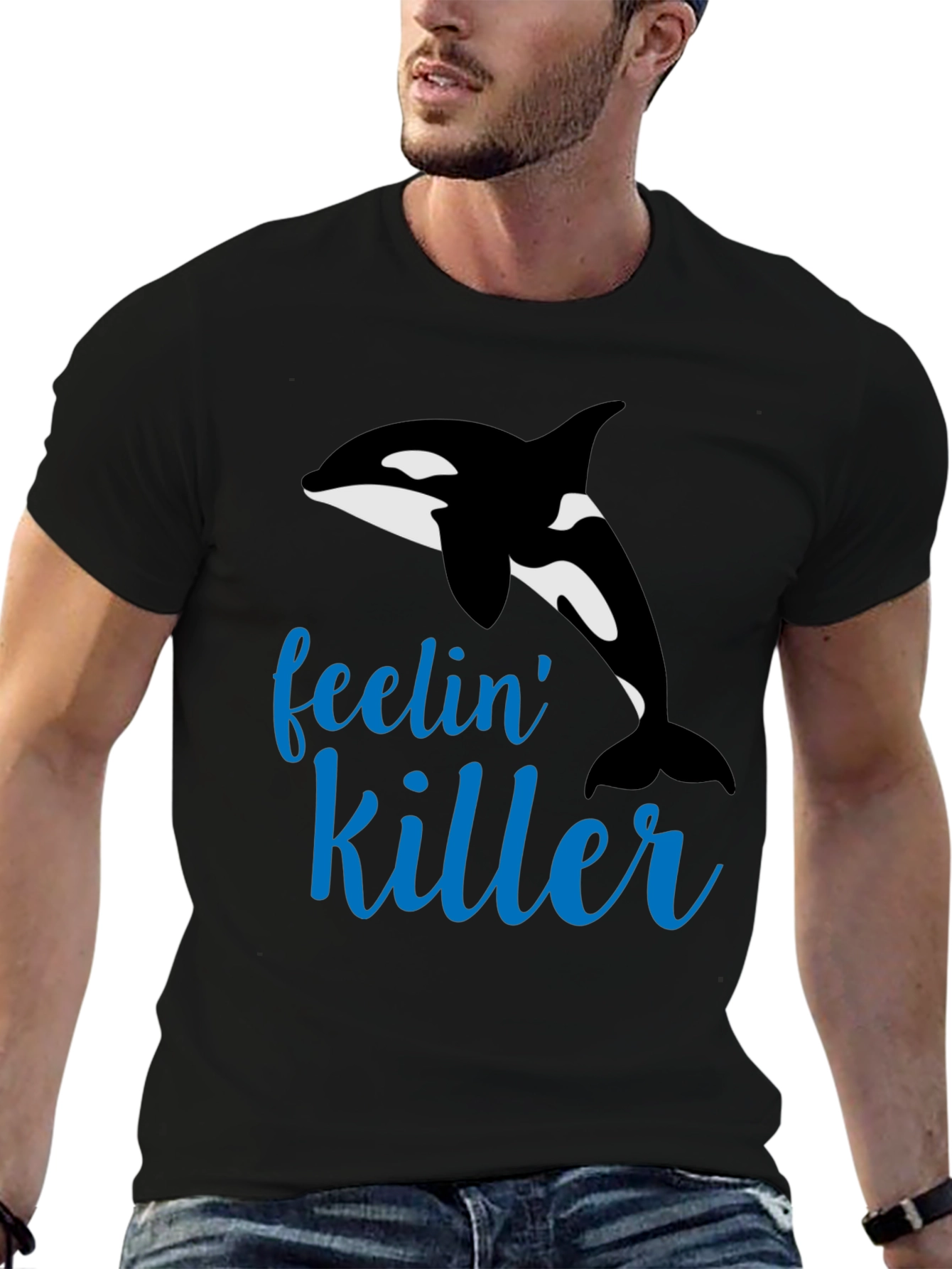 Feelin Killer Whale Black T-Shirt