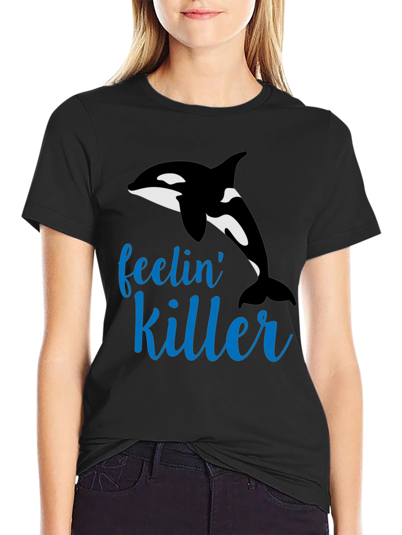 Feelin Killer Whale Black T-Shirt