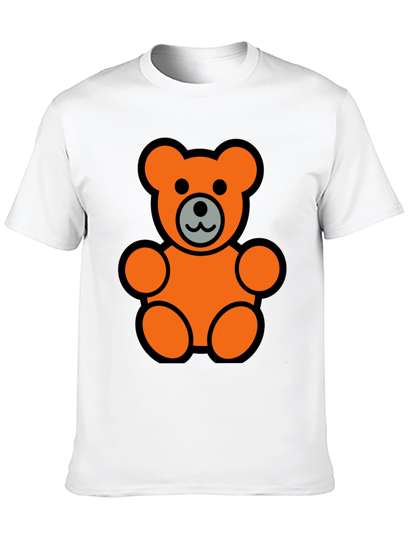 Orange Teddy Bear Graphic Black T-Shirt