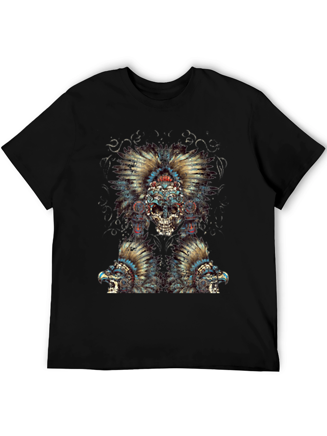 Skull Feather Headdress Graphic T-Shirt