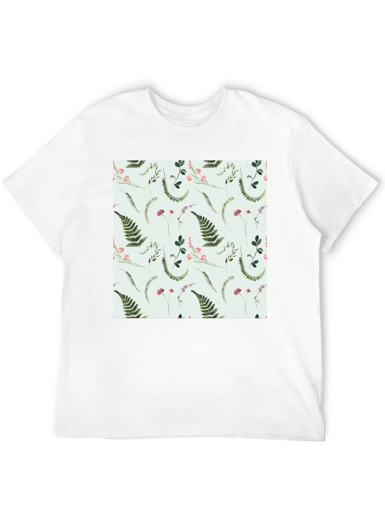 Botanical Fern Print Black T-Shirt