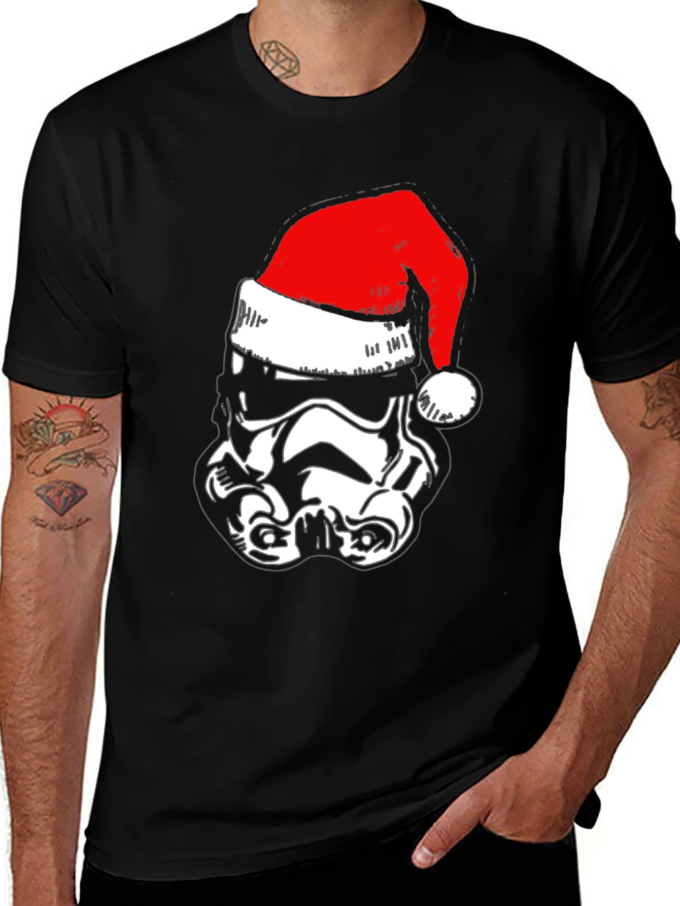 Stormtrooper Santa Hat T-Shirt - Black