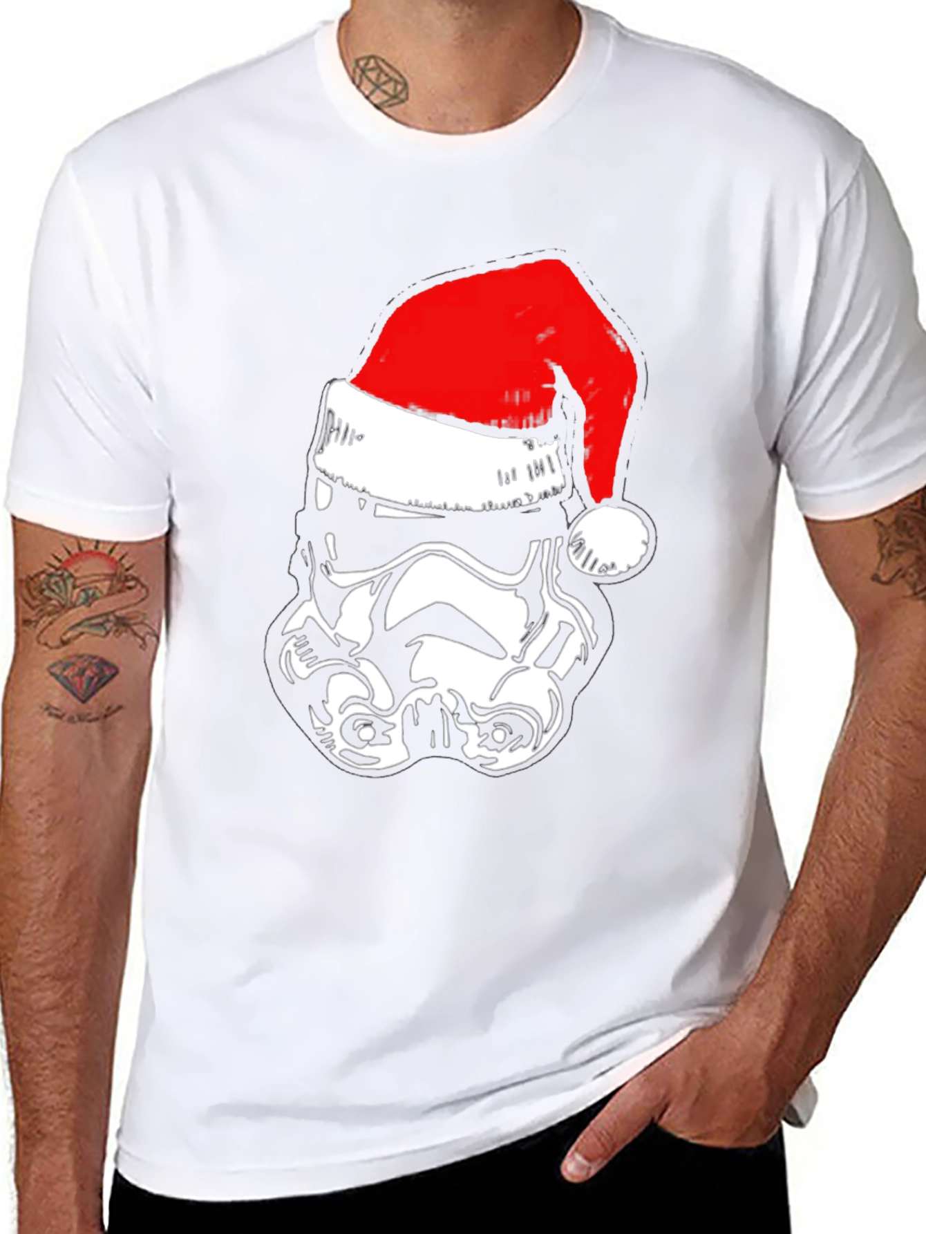 Stormtrooper Santa Hat T-Shirt - Black