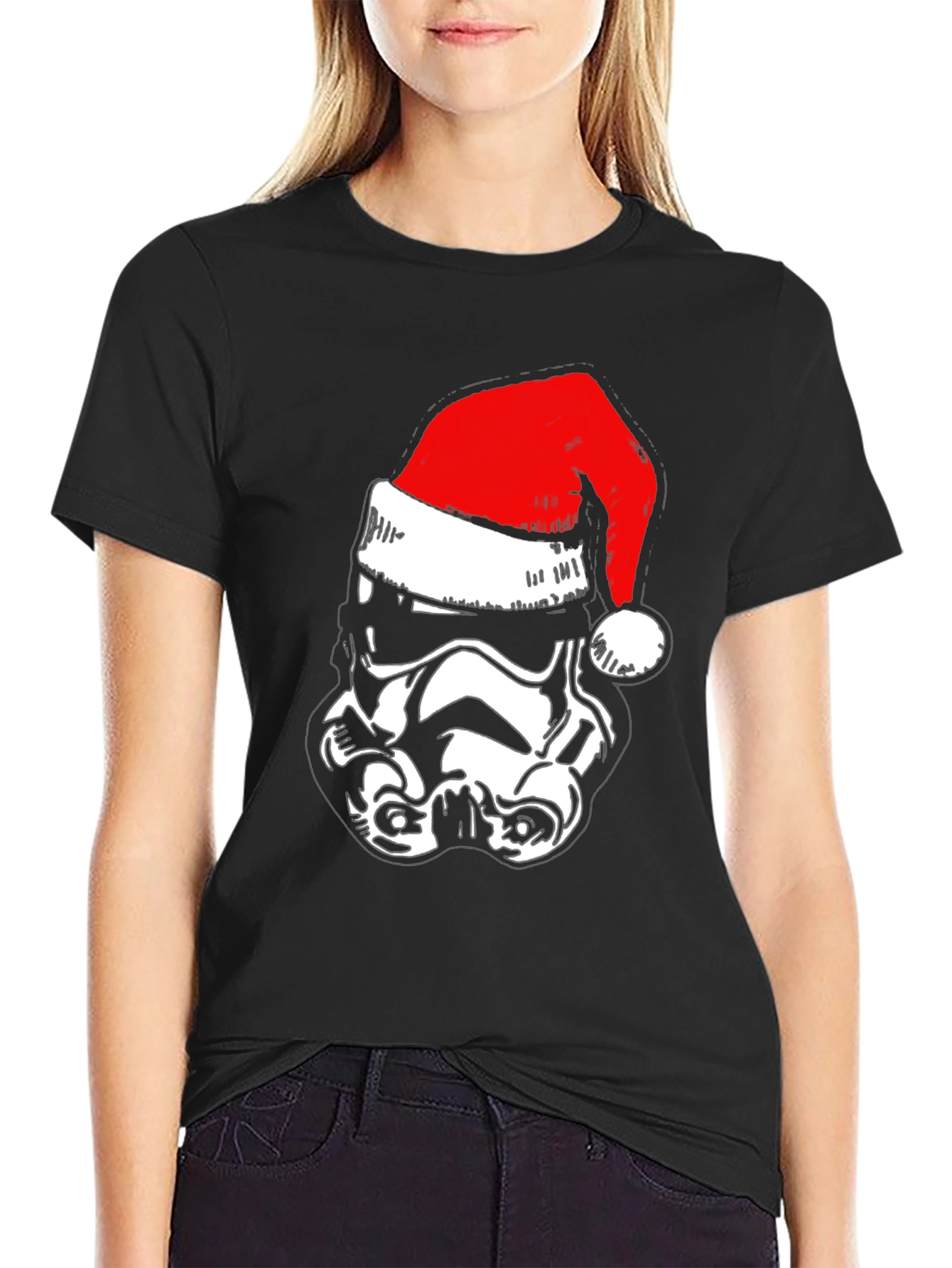 Stormtrooper Santa Hat T-Shirt - Black