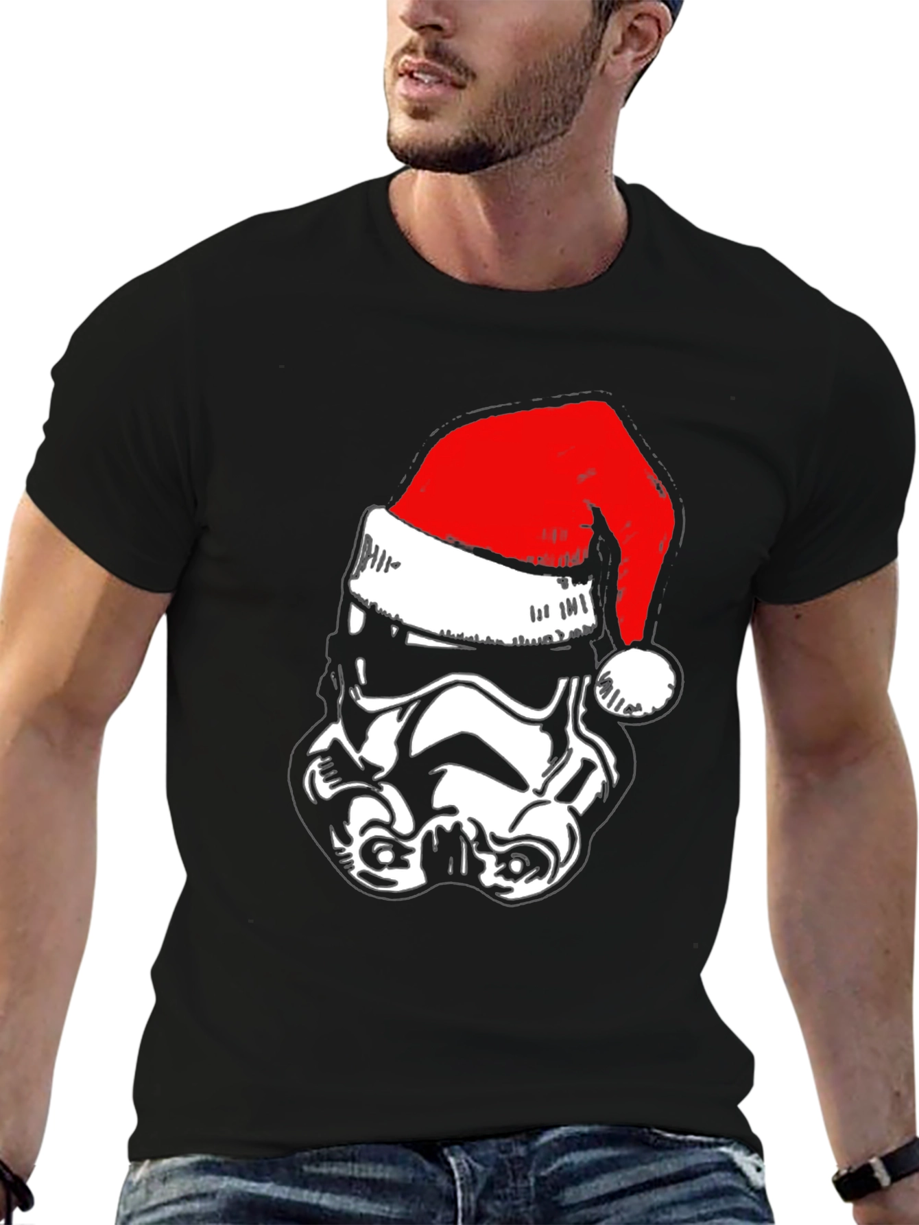 Stormtrooper Santa Hat T-Shirt - Black