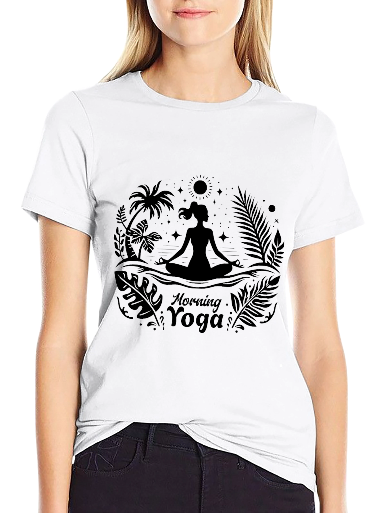 Morning Yoga Graphic Tee - Black