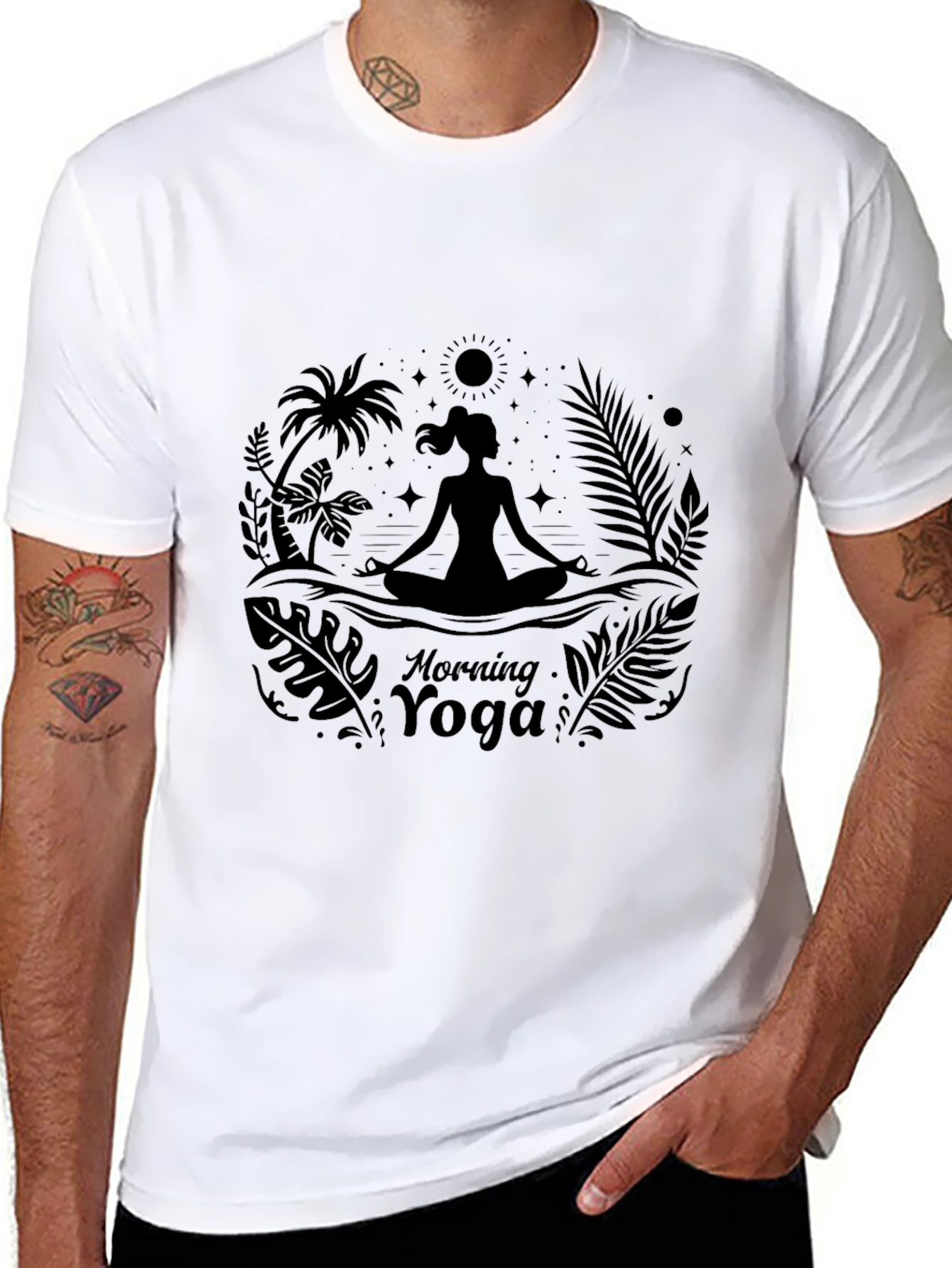 Morning Yoga Graphic Tee - Black