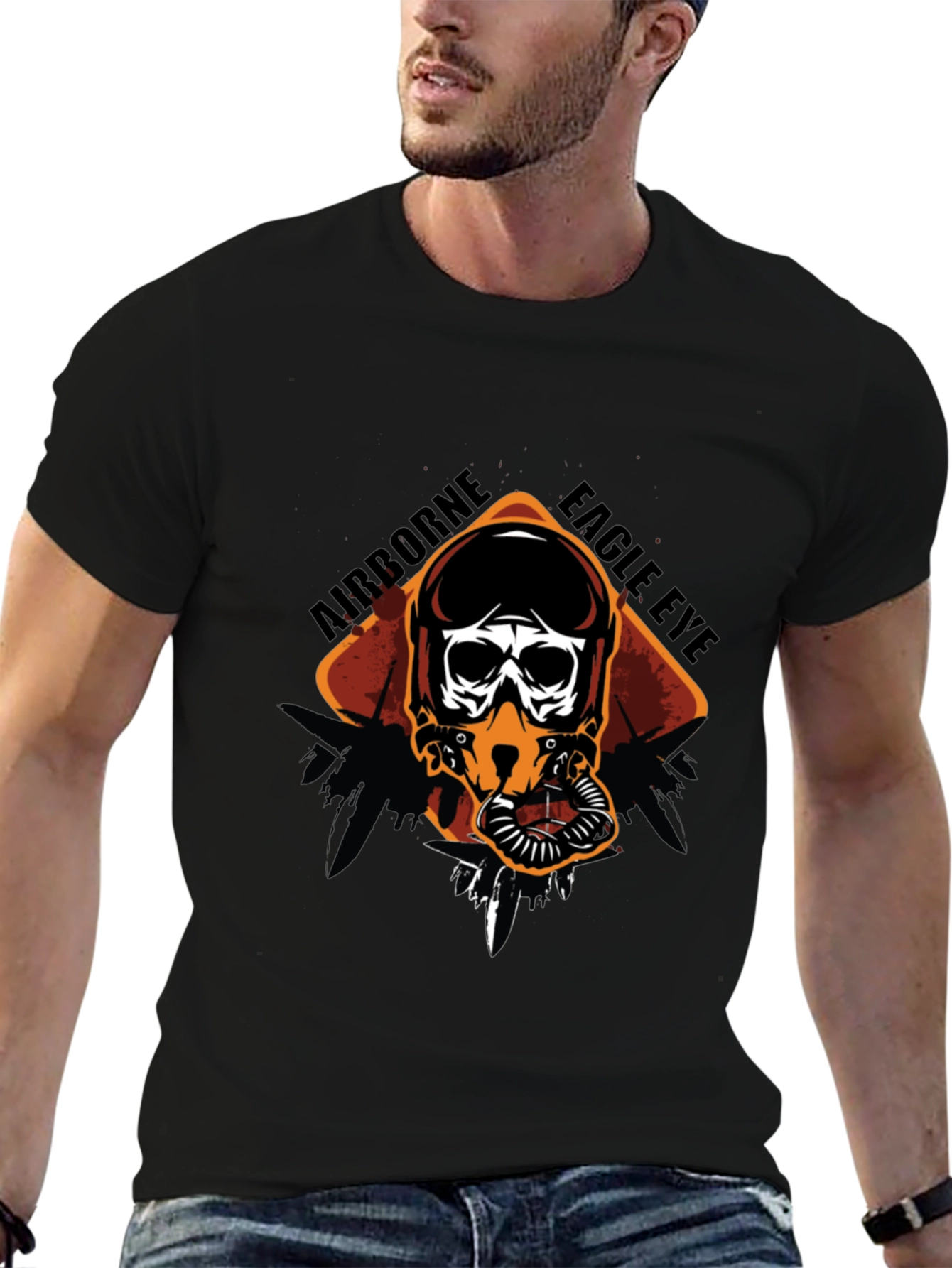 Airborne Eagle Eye Pilot Skull Graphic Tee