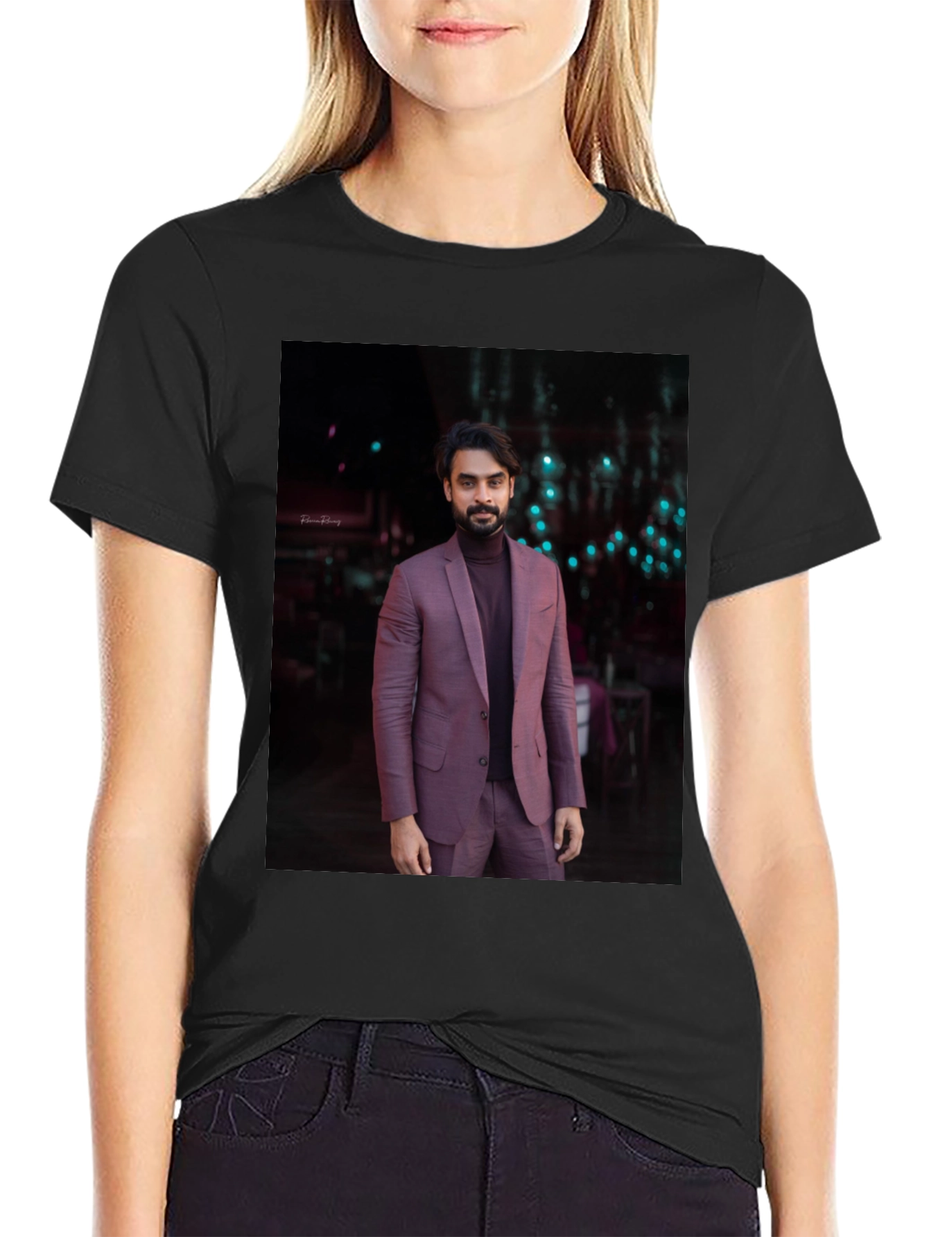 Mans Graphic Tee with Elegant Man Print