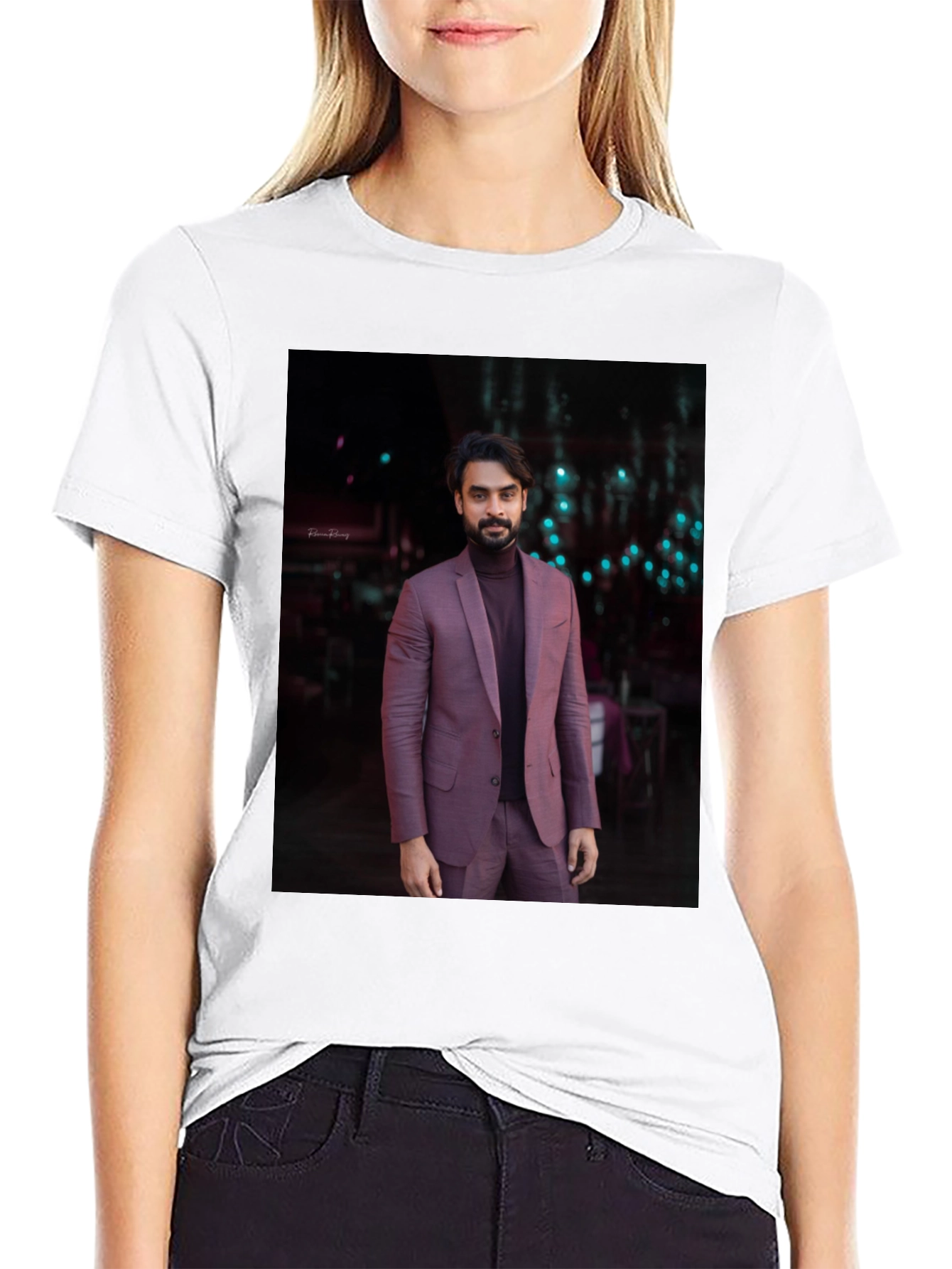 Mans Graphic Tee with Elegant Man Print