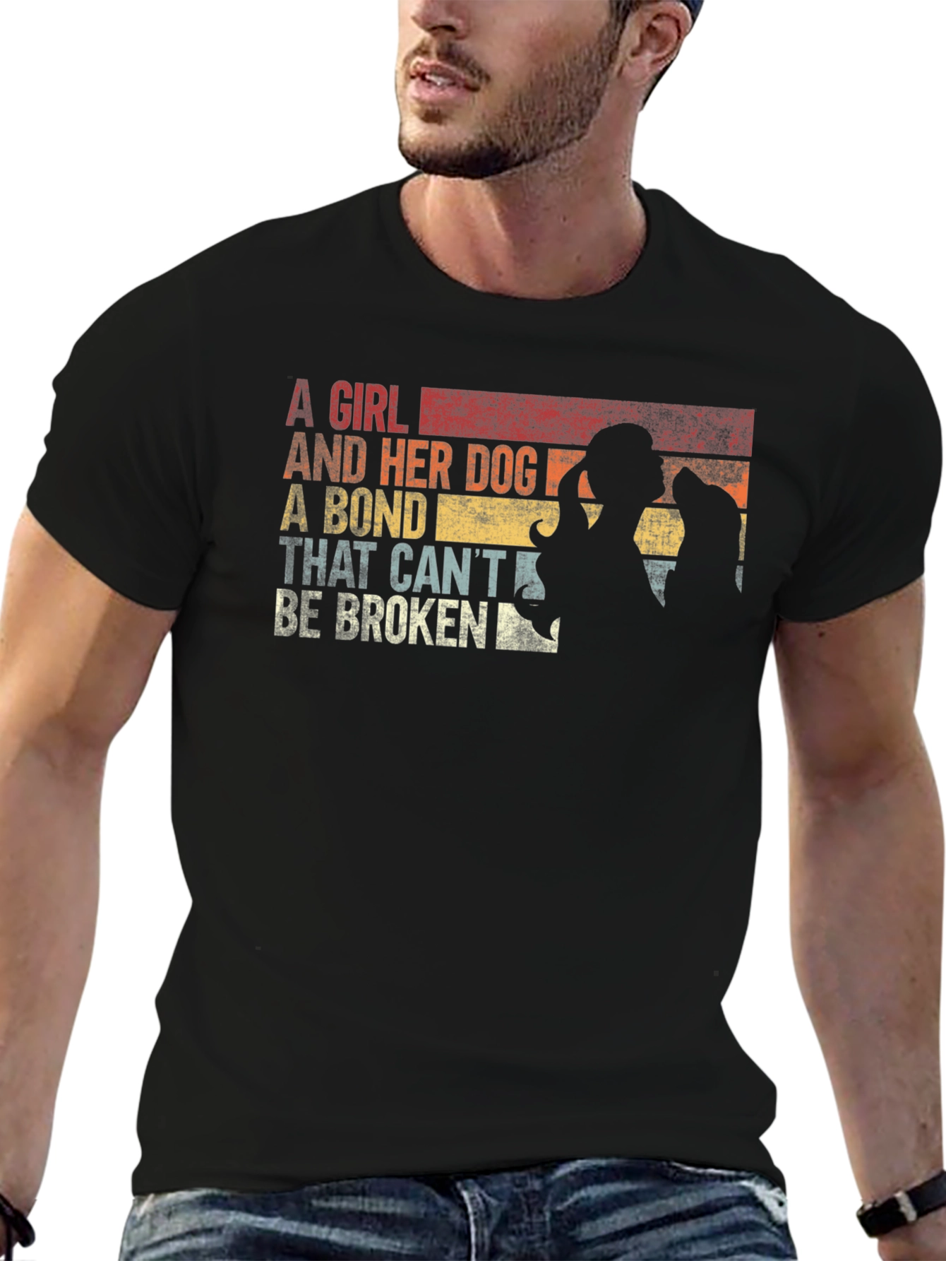 Girl and Dog Bond Graphic T-Shirt