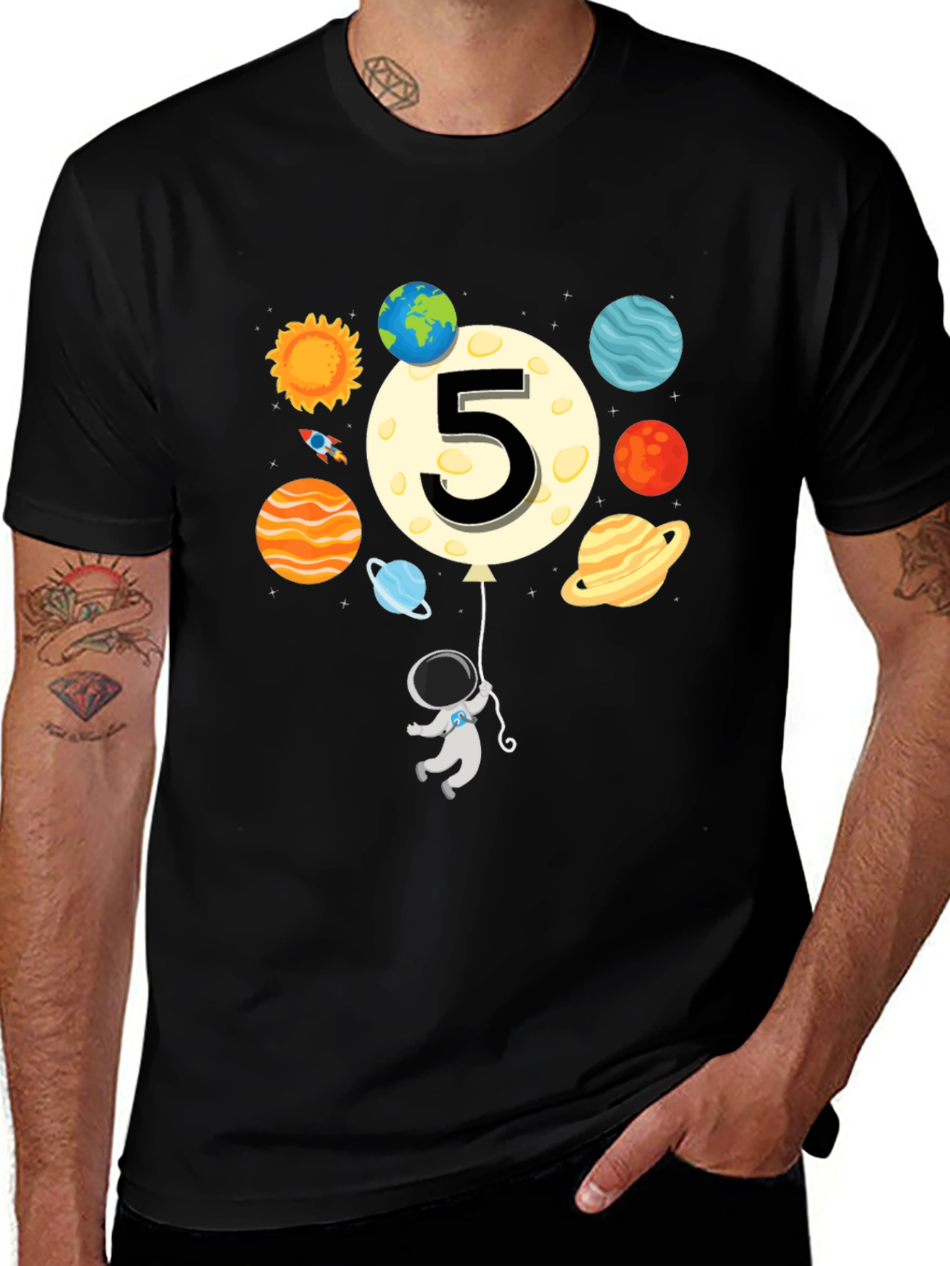 5th Birthday Astronaut T-Shirt - Outer Space Party