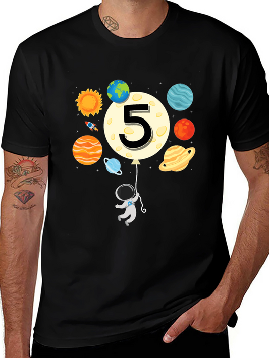 5th Birthday Astronaut T-Shirt - Outer Space Party